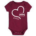 Mississippi State Bulldogs Love Heart Baby Bodysuit