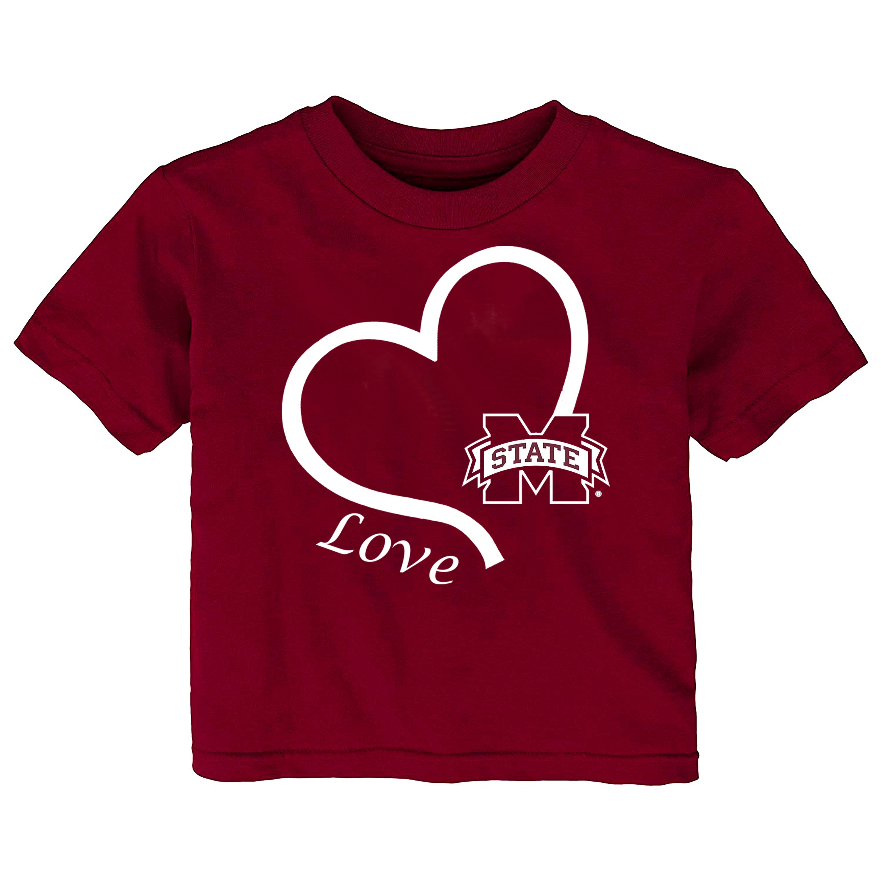 Mississippi State Bulldogs Love Heart Baby/Toddler/Youth T-Shirt