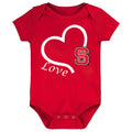 NC State Wolfpack Love Heart Baby Bodysuit