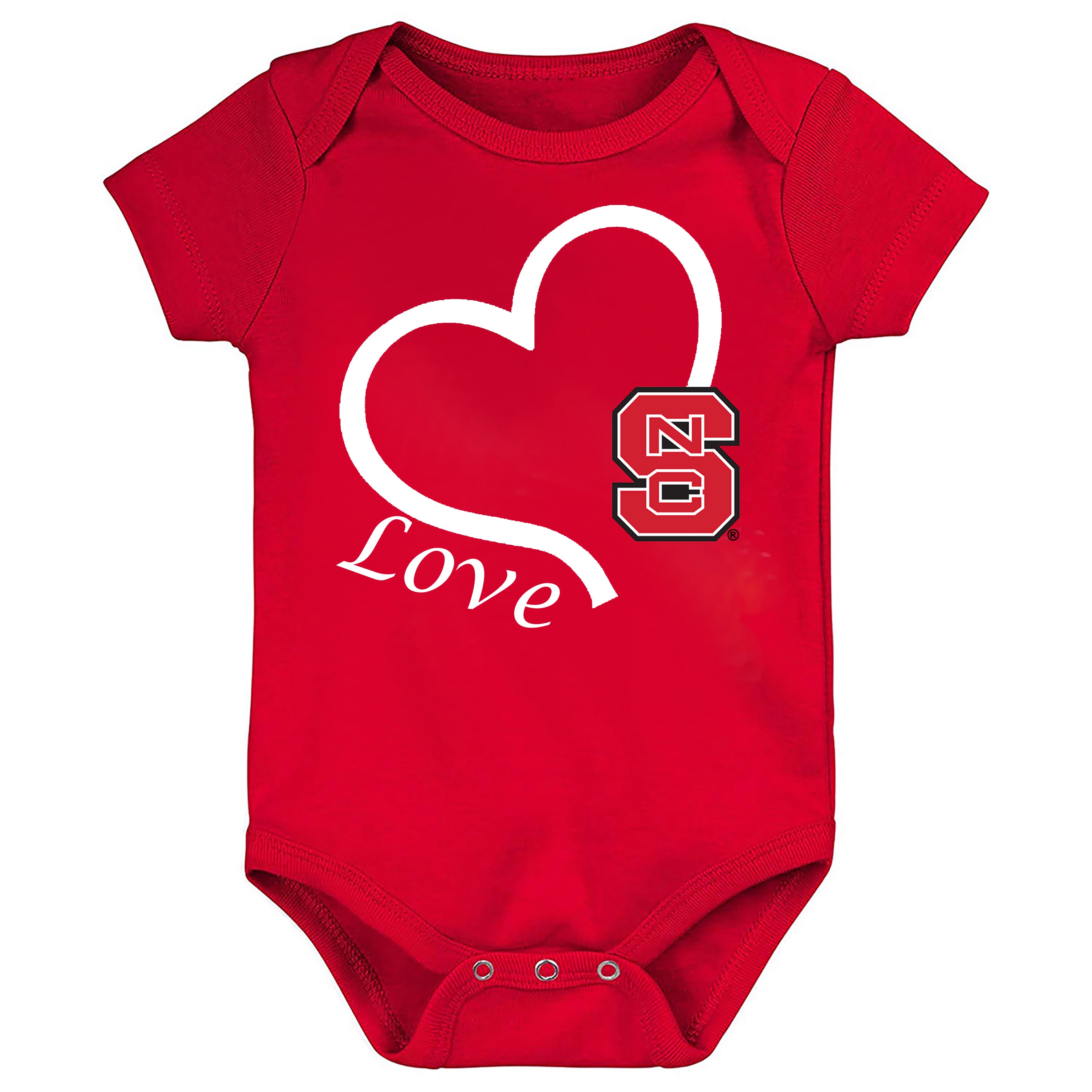 NC State Wolfpack Love Heart Baby Bodysuit