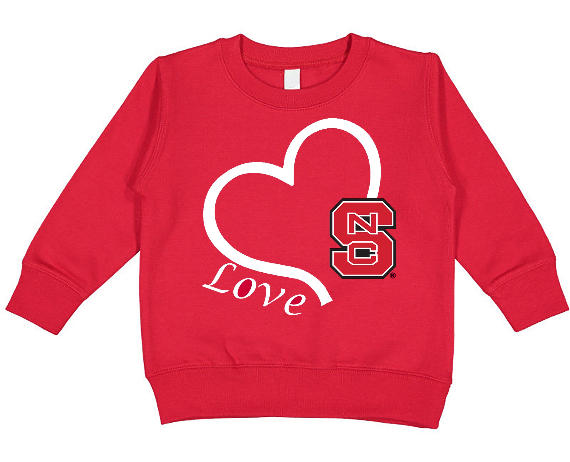 NC State Wolfpack Love Heart Baby/Toddler/Youth Sweatshirt
