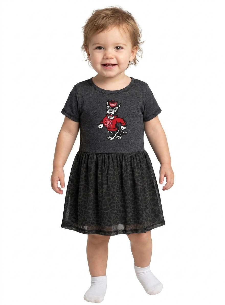 NC State Wolfpack Toddler Dress - Smoke/Black Leopard
