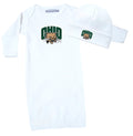 Ohio Bobcats LOGO Baby Layette Gown and Cap Set - White