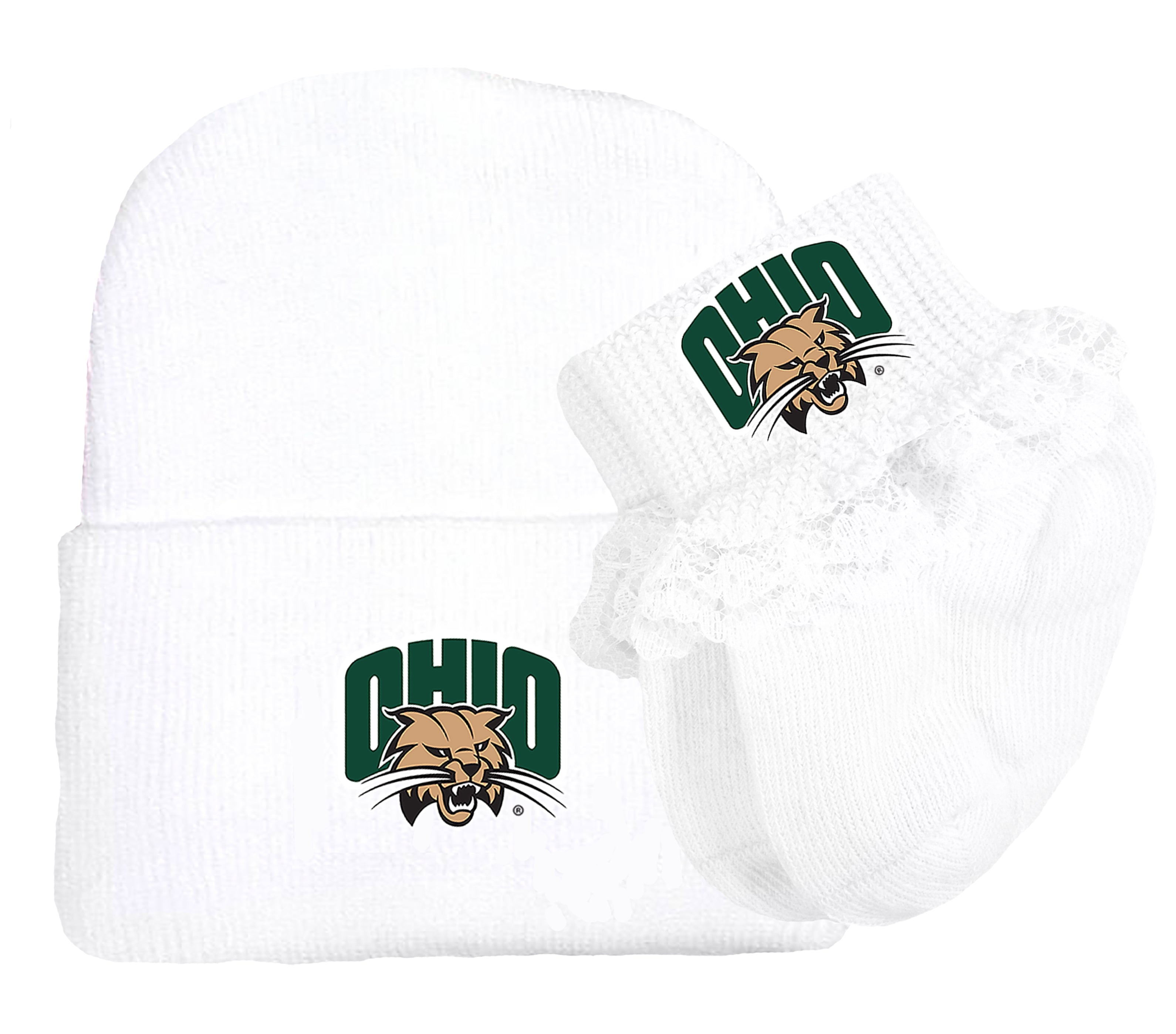 Ohio Bobcats Baby Knit Cap and Socks Set
