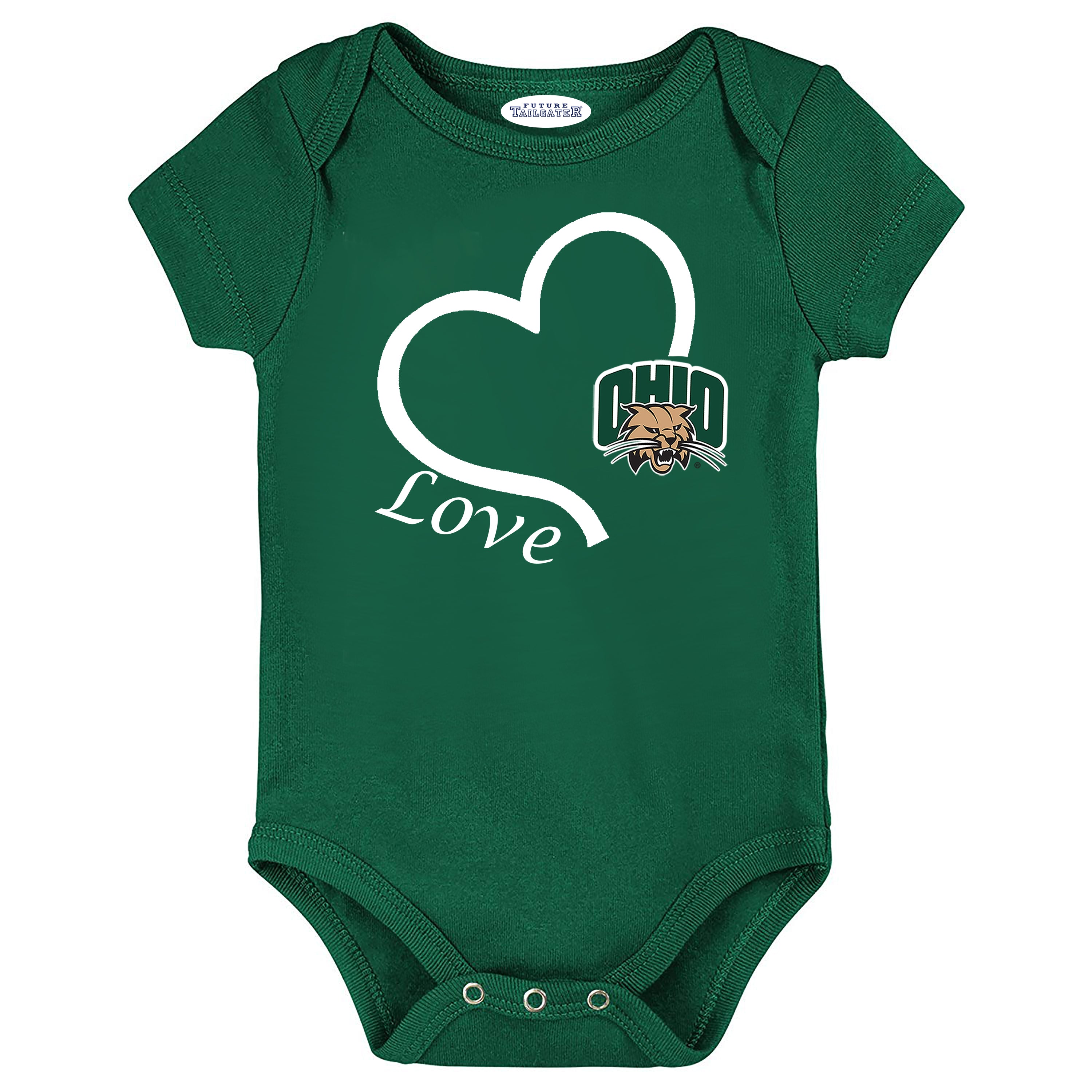 Ohio Bobcats Love Heart Baby Bodysuit