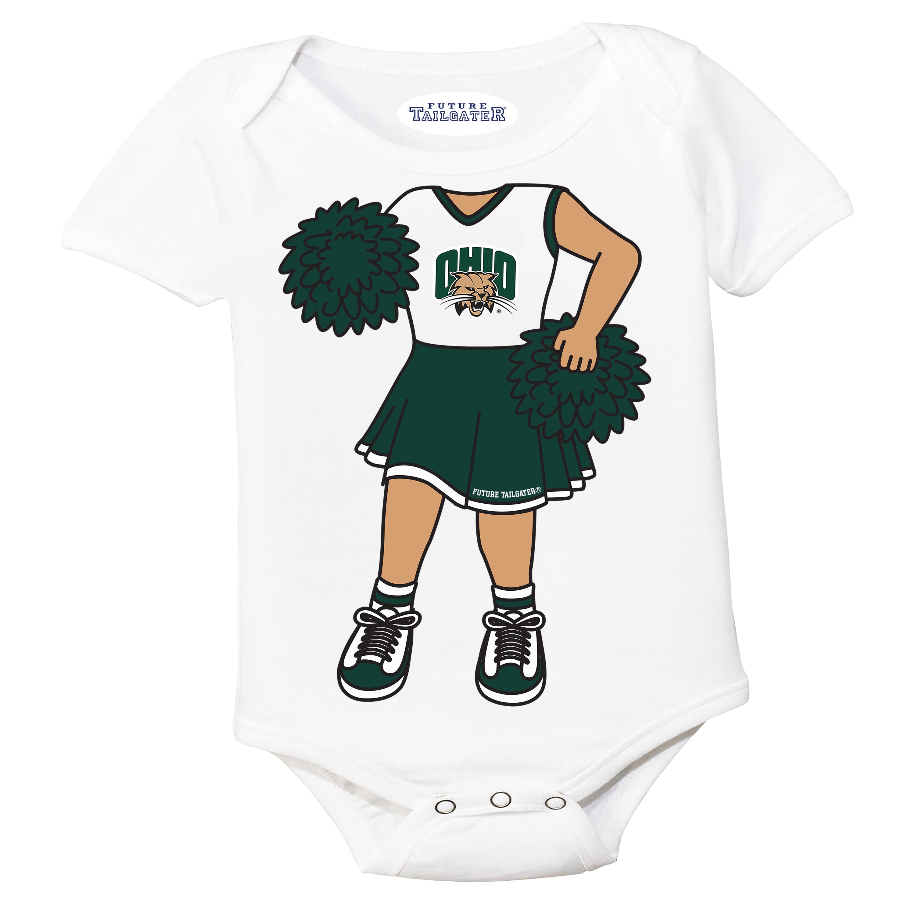Ohio Bobcats Heads Up! Cheerleader Baby Bodysuit
