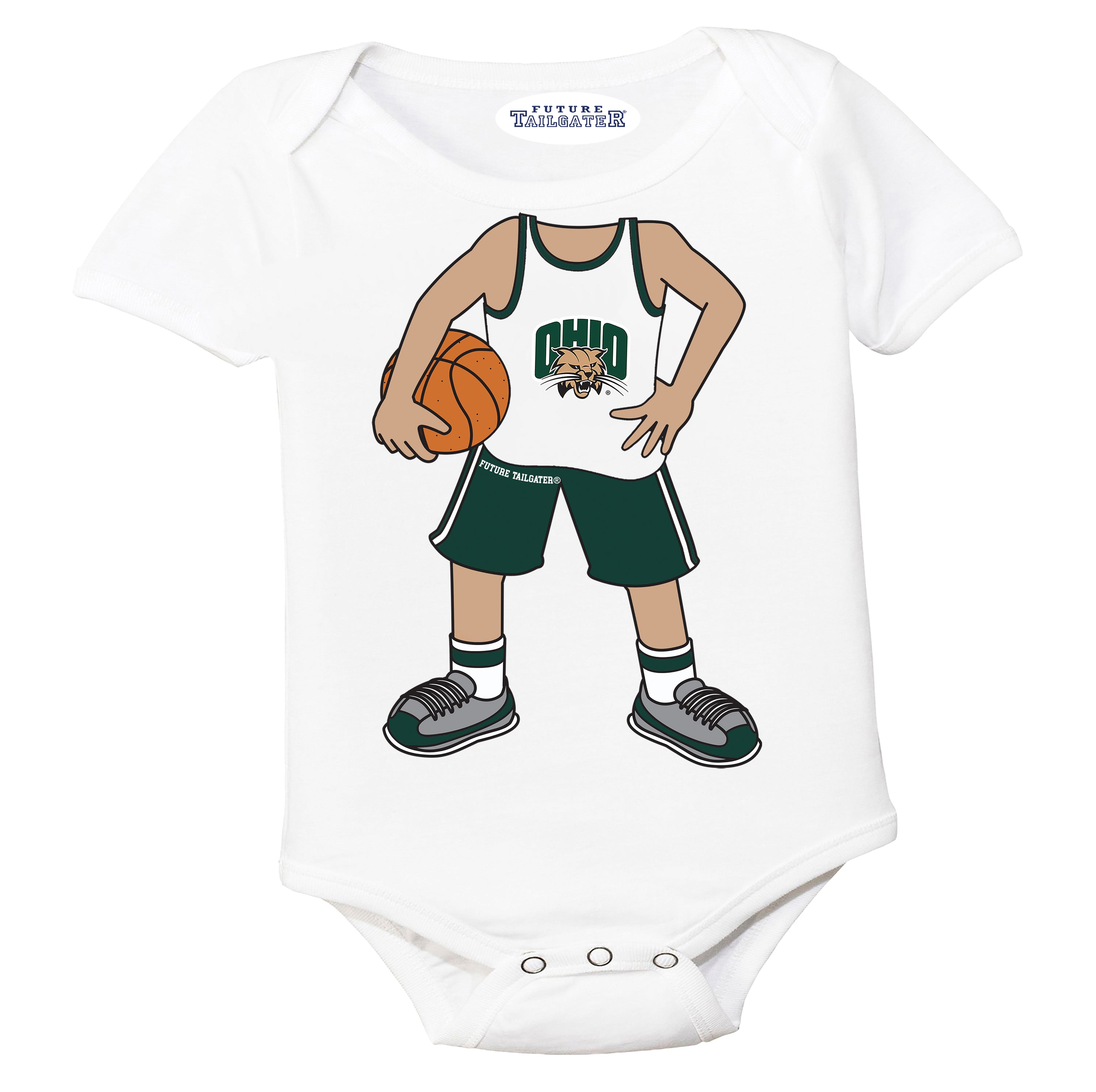 Ohio Bobcats Heads Up! Basketball Player Baby Bodysuit