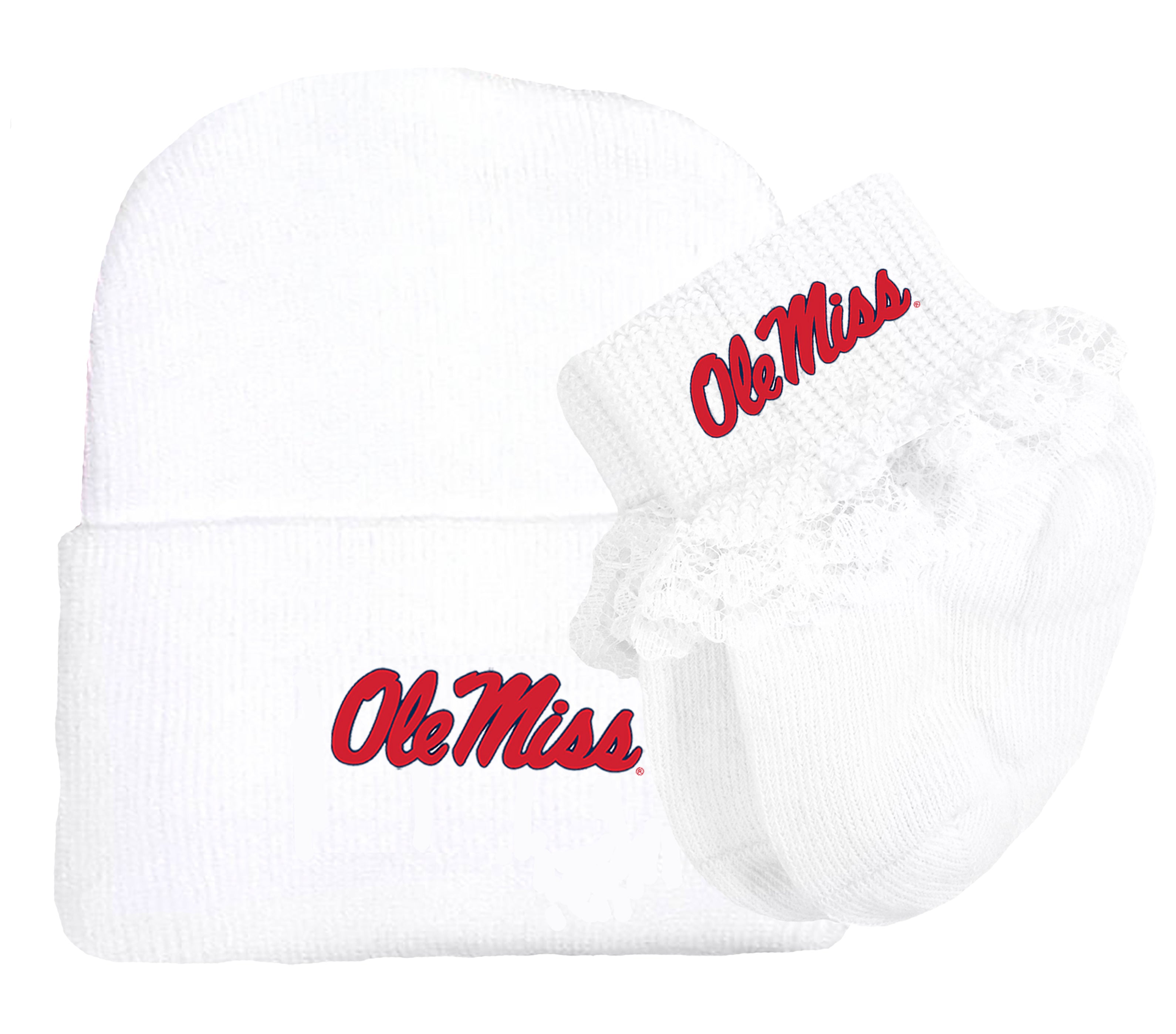 Mississippi Ole Miss Rebels Baby Knit Cap and Socks Set