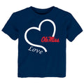 Ole Miss Rebels Love Heart Baby/Toddler/Youth T-Shirt