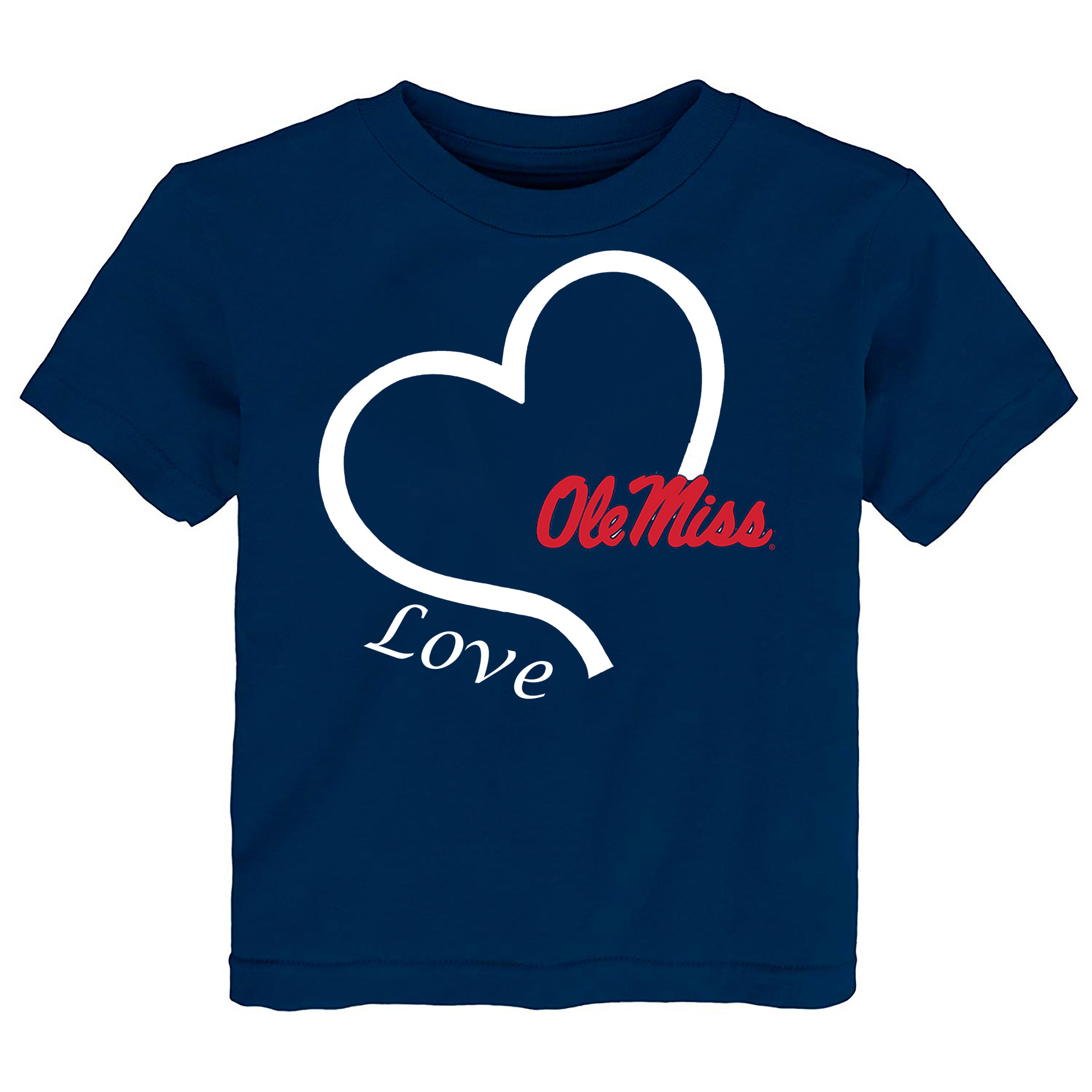 Ole Miss Rebels Love Heart Baby/Toddler/Youth T-Shirt