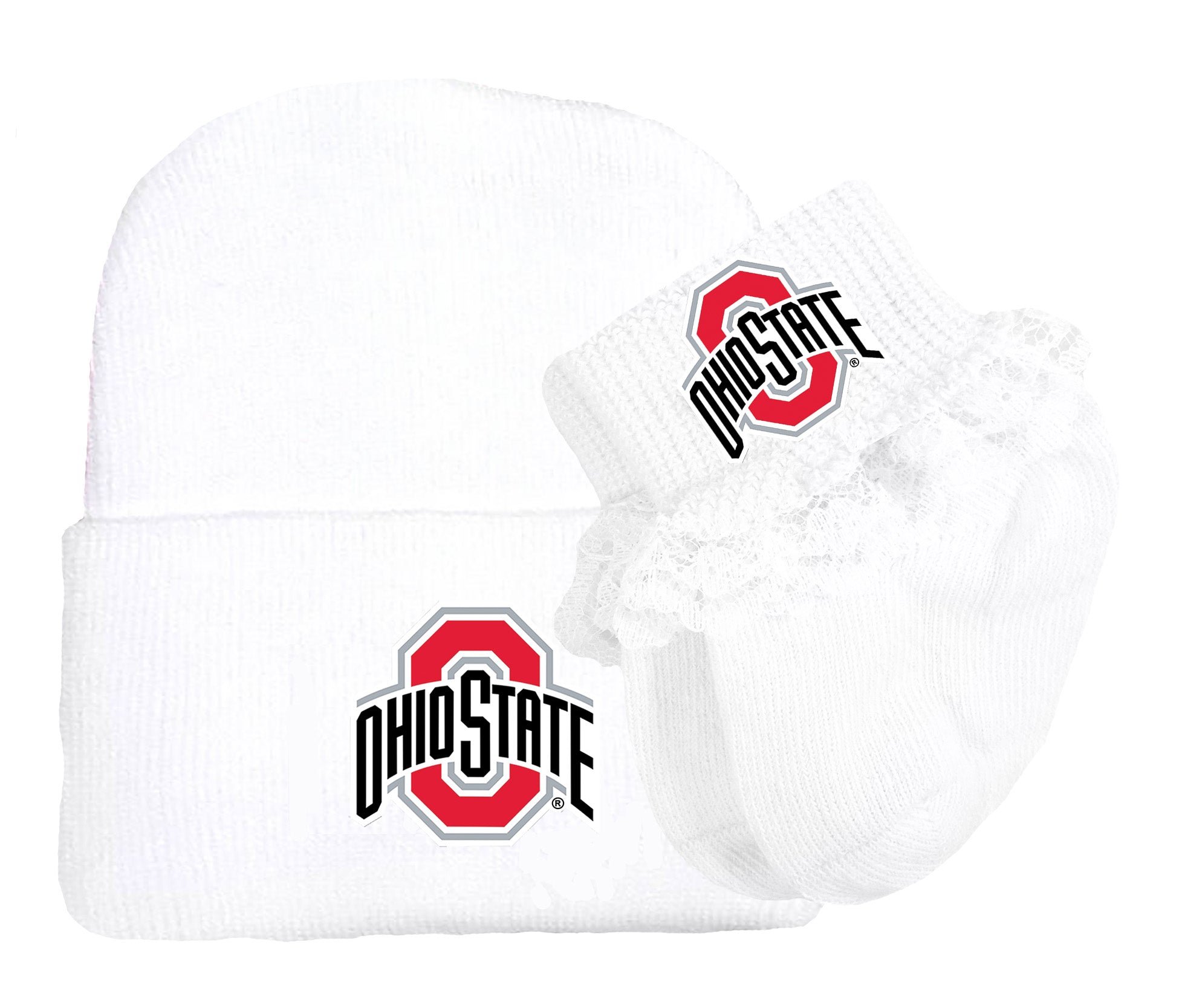 Ohio State Buckeyes Baby Knit Cap and Socks Set