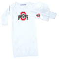 Ohio State Buckeyes LOGO Baby Layette Gown and Cap Set - White