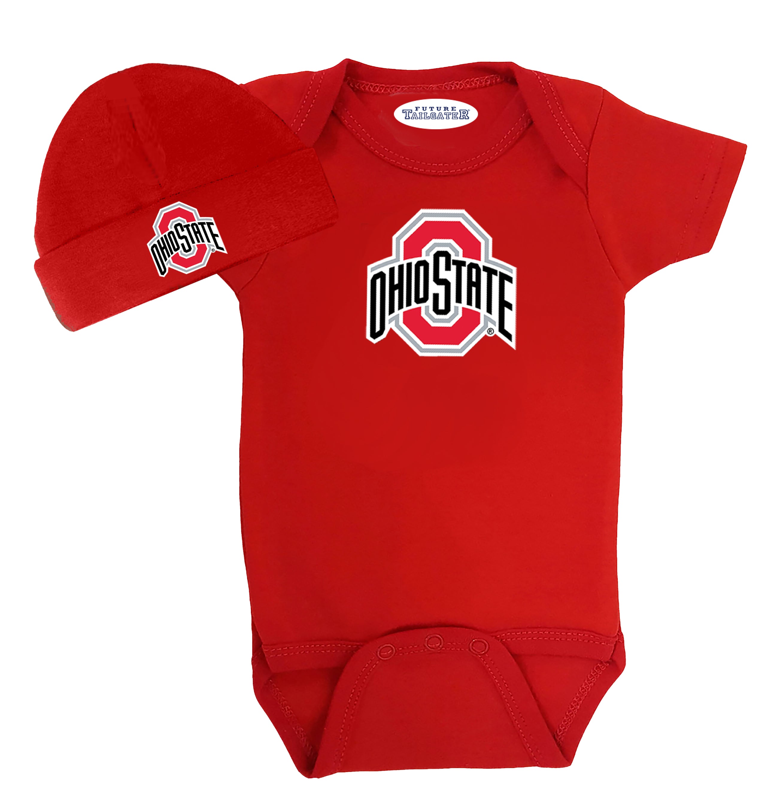 Ohio State Buckeyes LOGO Baby Onesie and Cap Set