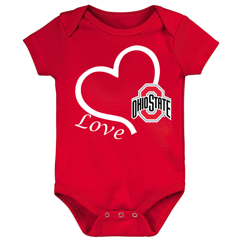 Ohio State Buckeyes Love Heart Baby Bodysuit