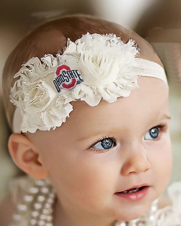 Ohio State Buckeyes Baby/Toddler Shabby Flower Hair Bow Headband