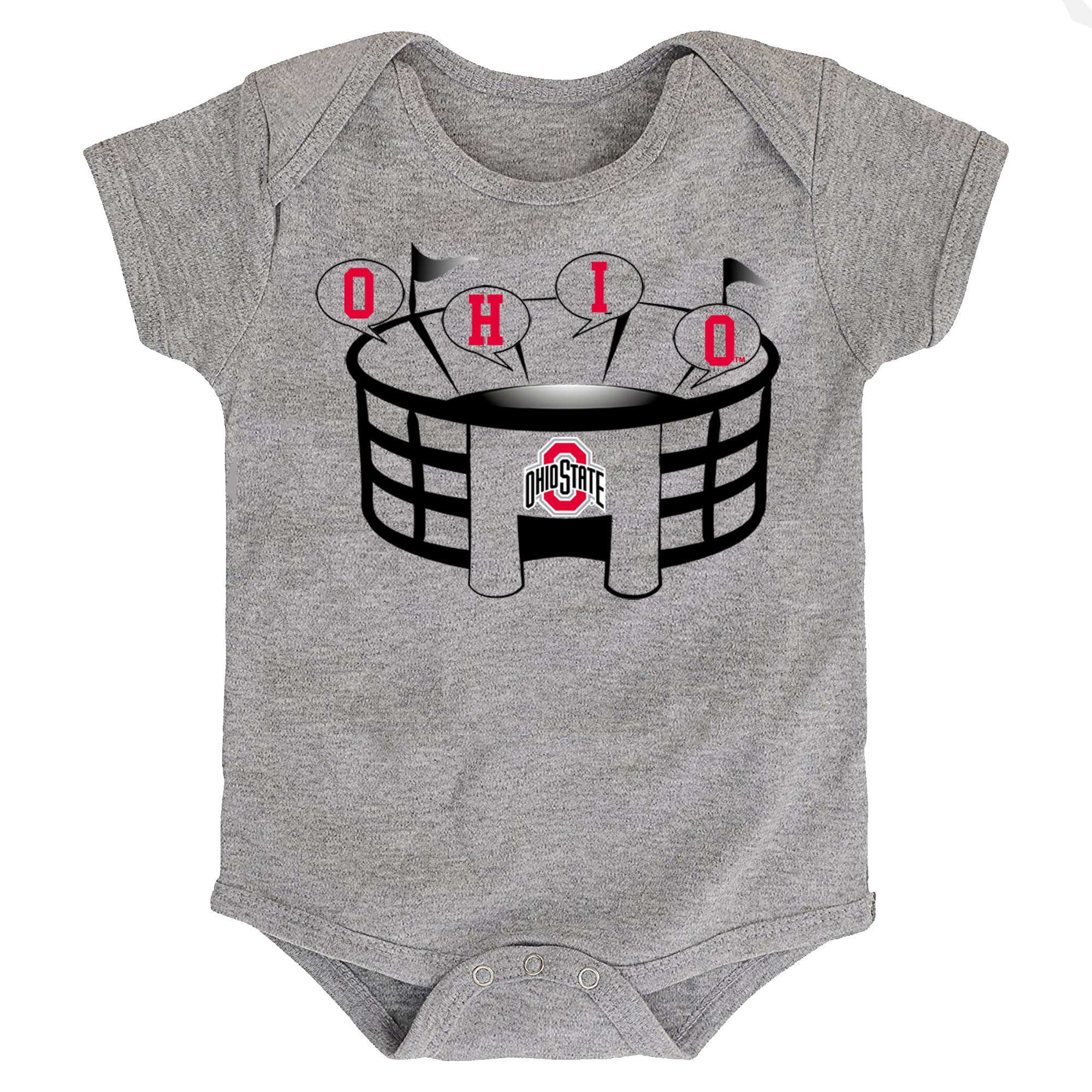 Ohio State Buckeyes Stadium Chant Baby Bodysuit - Gray