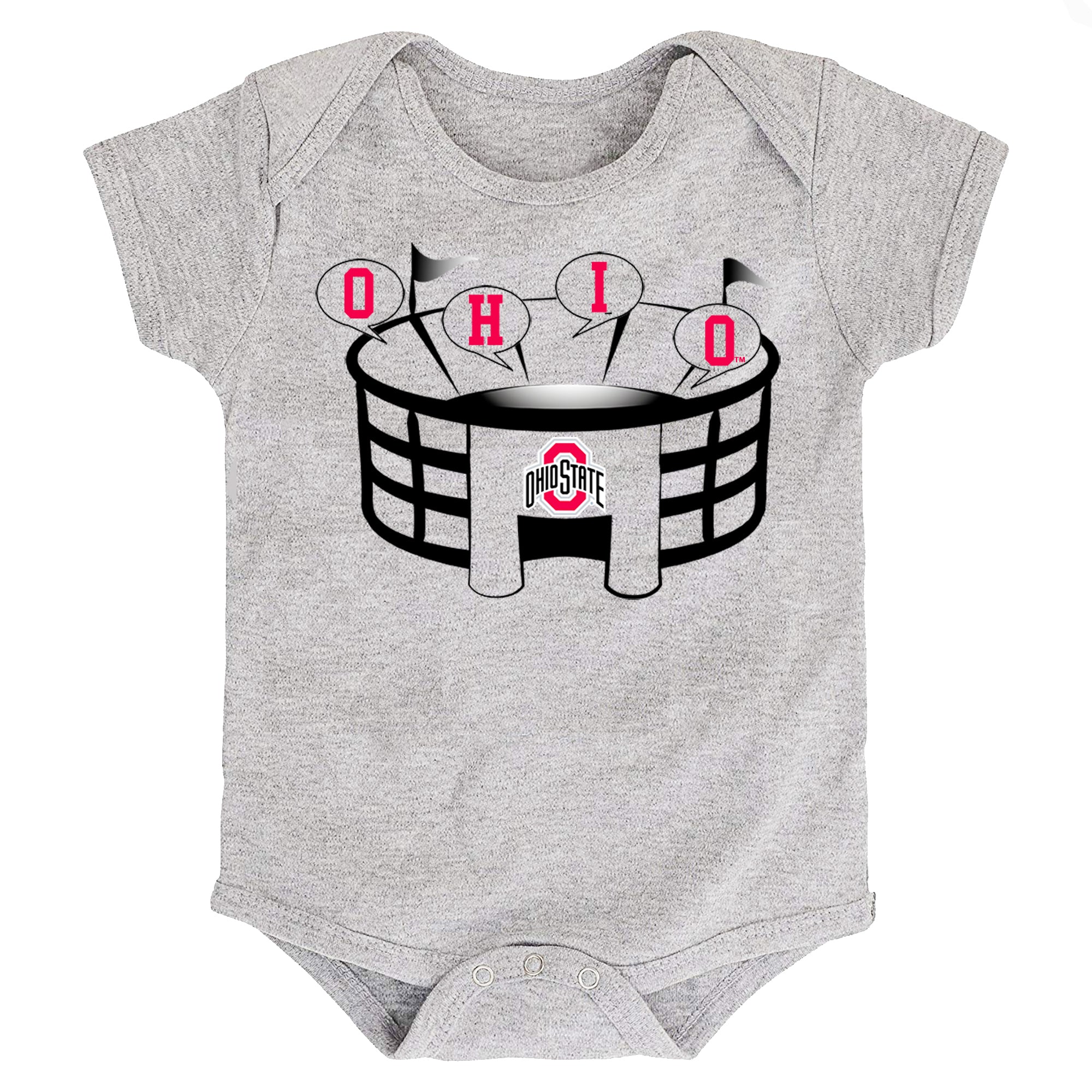 Ohio State Buckeyes Stadium Chant Baby Bodysuit - Gray