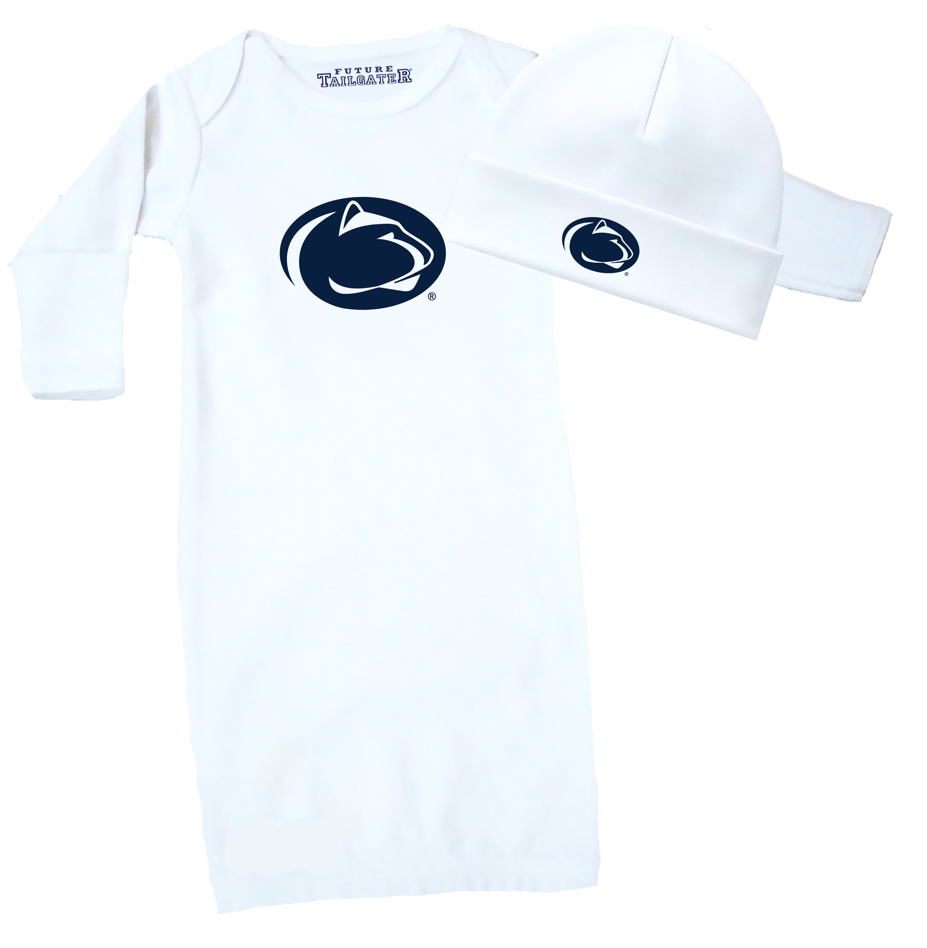 Penn State Nittany Lions LOGO Baby Layette Gown and Cap Set - White