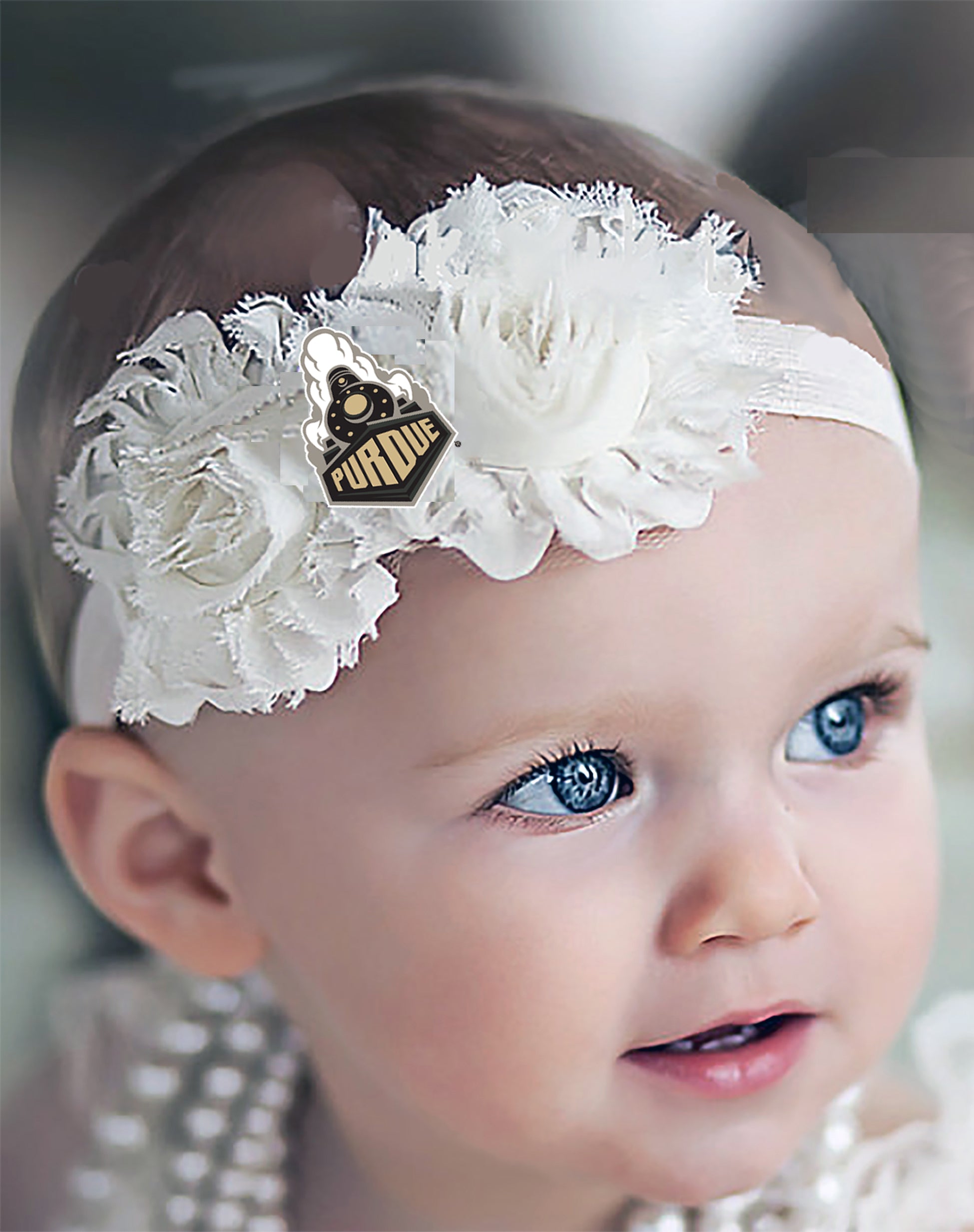 Purdue Boilermakers Baby/Toddler Shabby Flower Hair Bow Headband