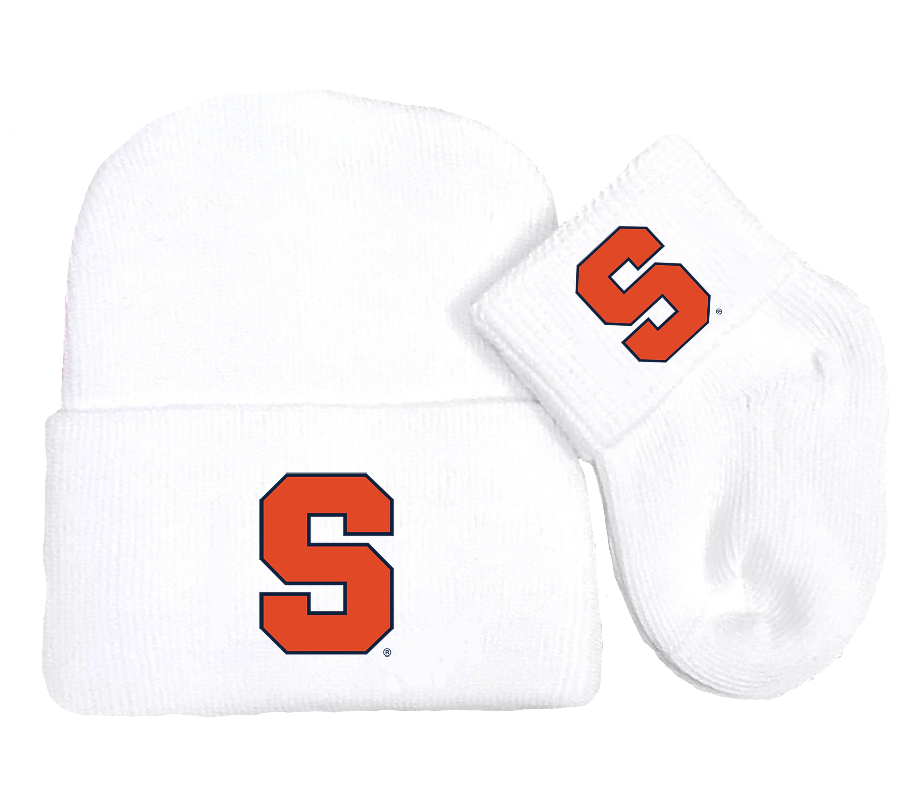 Syracuse Orange Baby Knit Cap and Socks Set