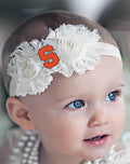 Syracuse Orange Baby/Toddler Shabby Flower Hair Bow Headband