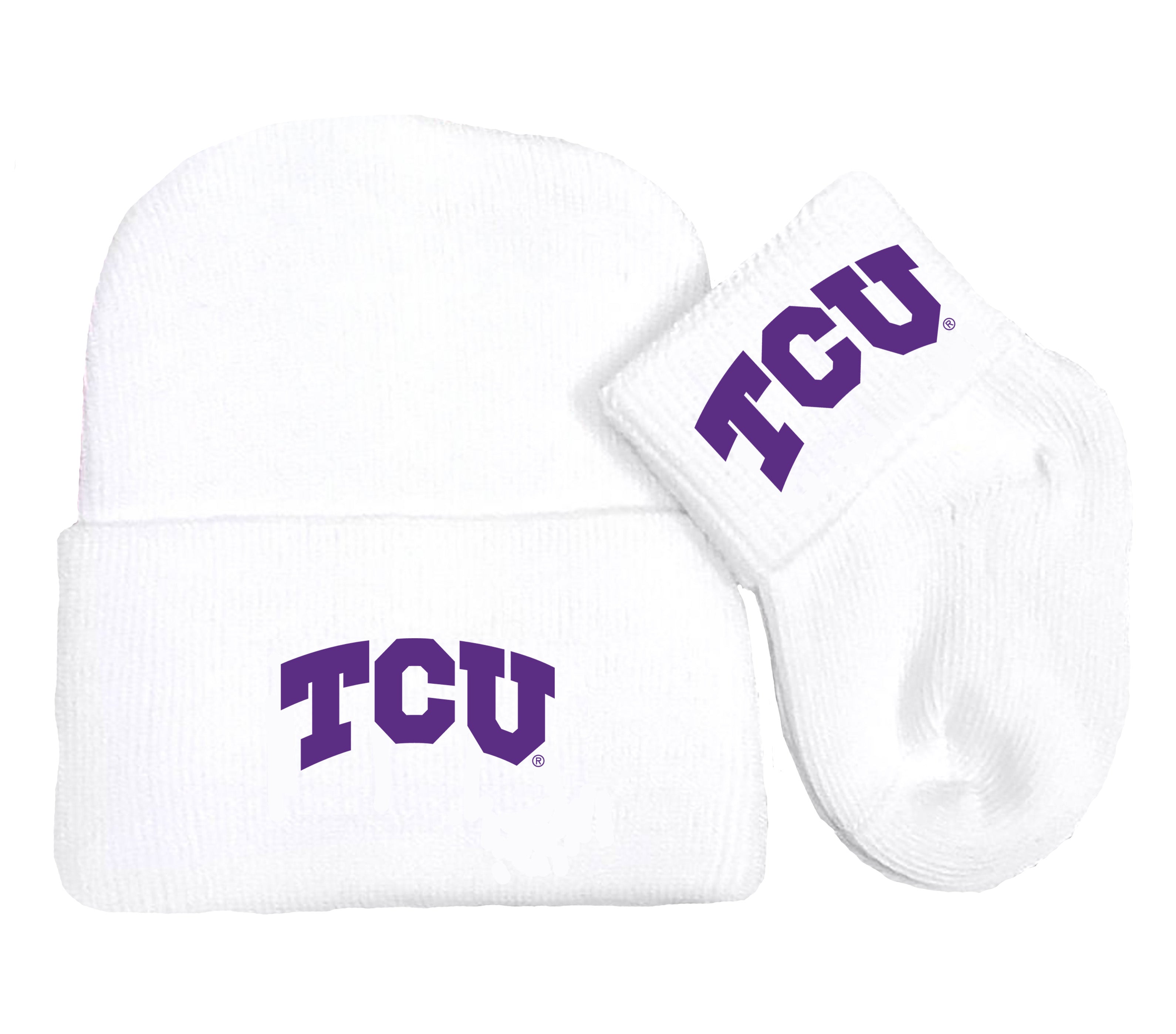 TCU Horned Frogs Baby Knit Cap and Socks Set