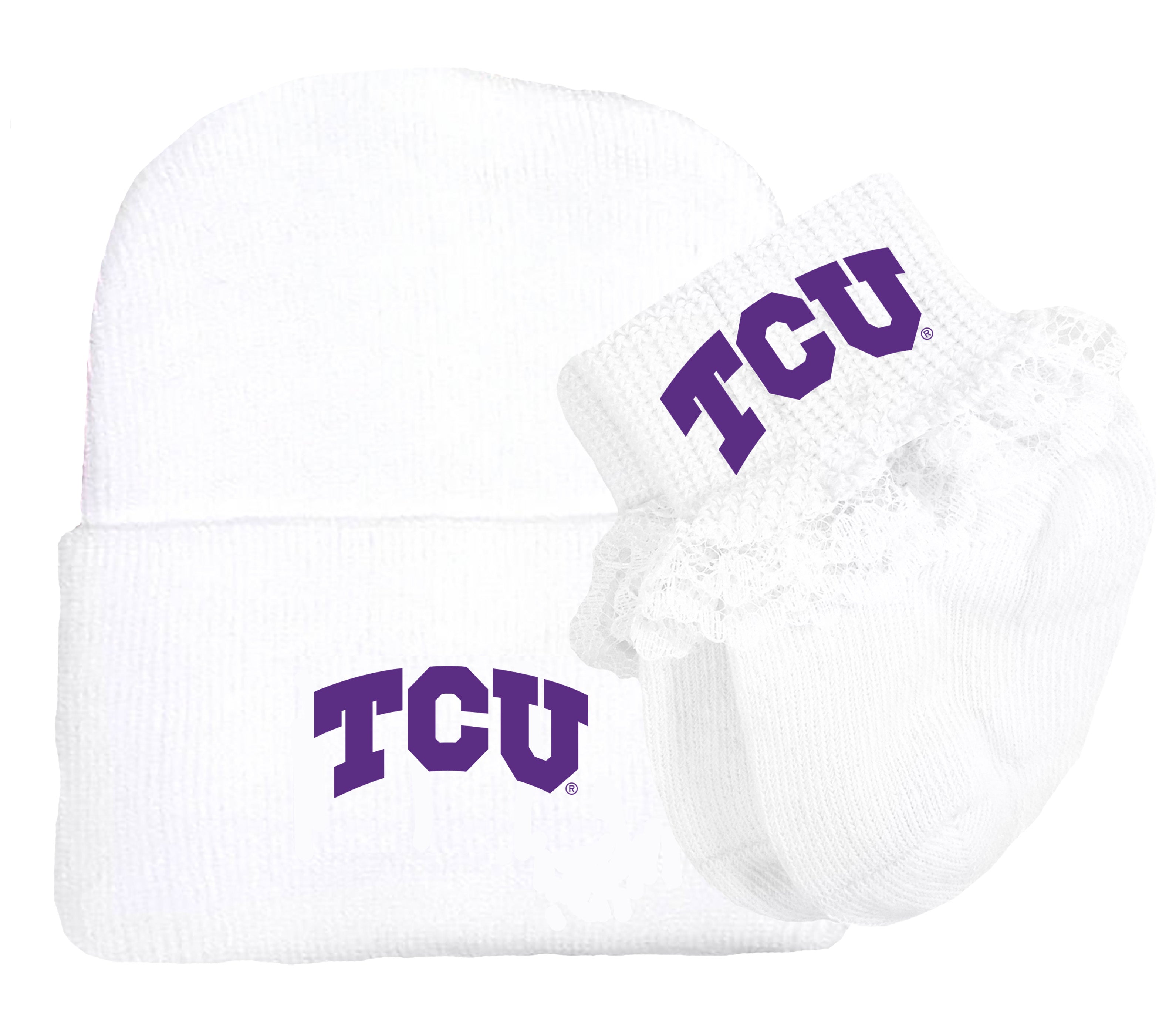 TCU Horned Frogs Baby Knit Cap and Socks Set