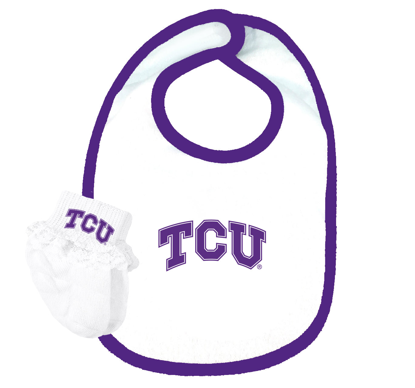 TCU Horned Frogs Baby Bib and Socks Set