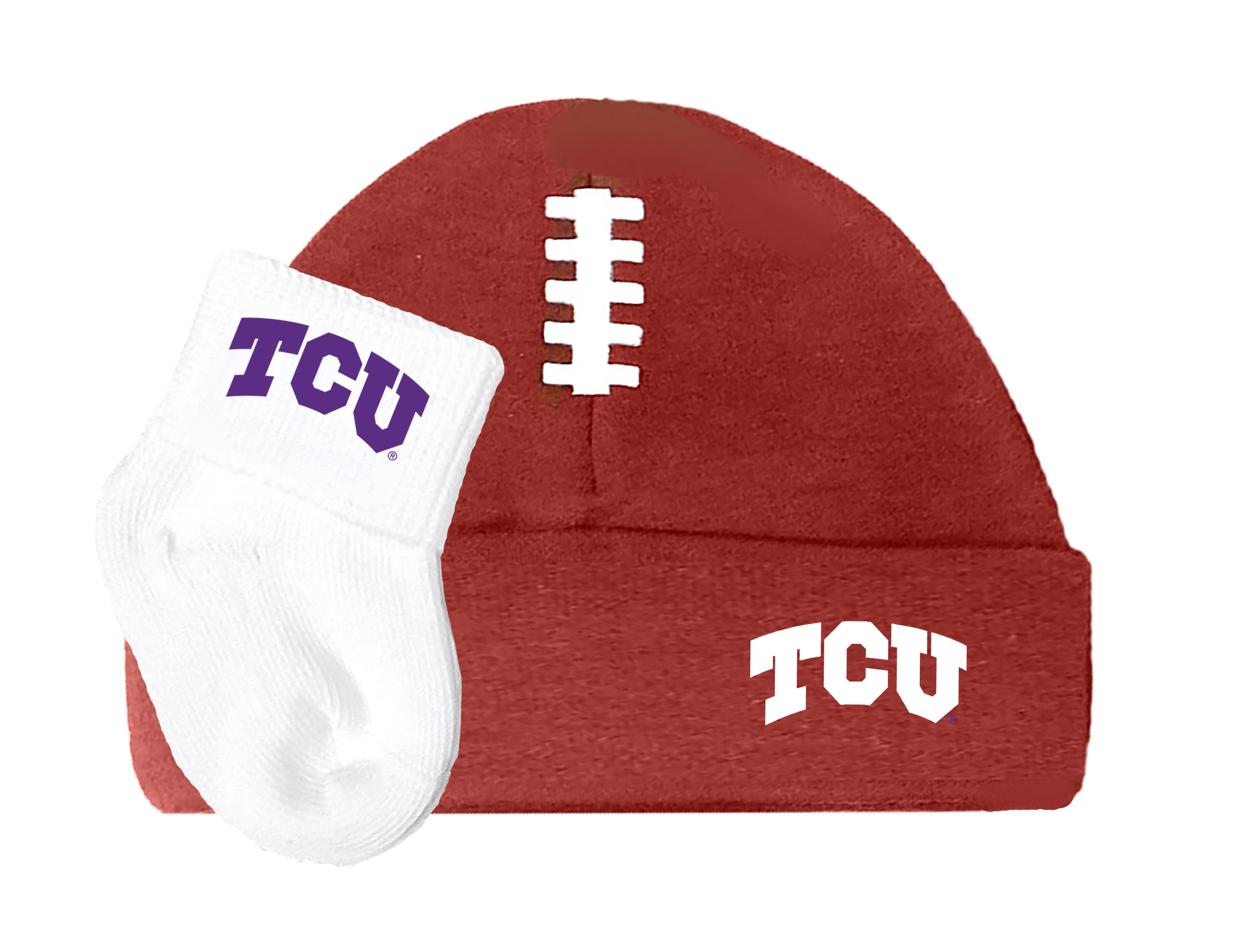 TCU Horned Frogs Baby Brown Football Cap and Socks Set 0-9 Months