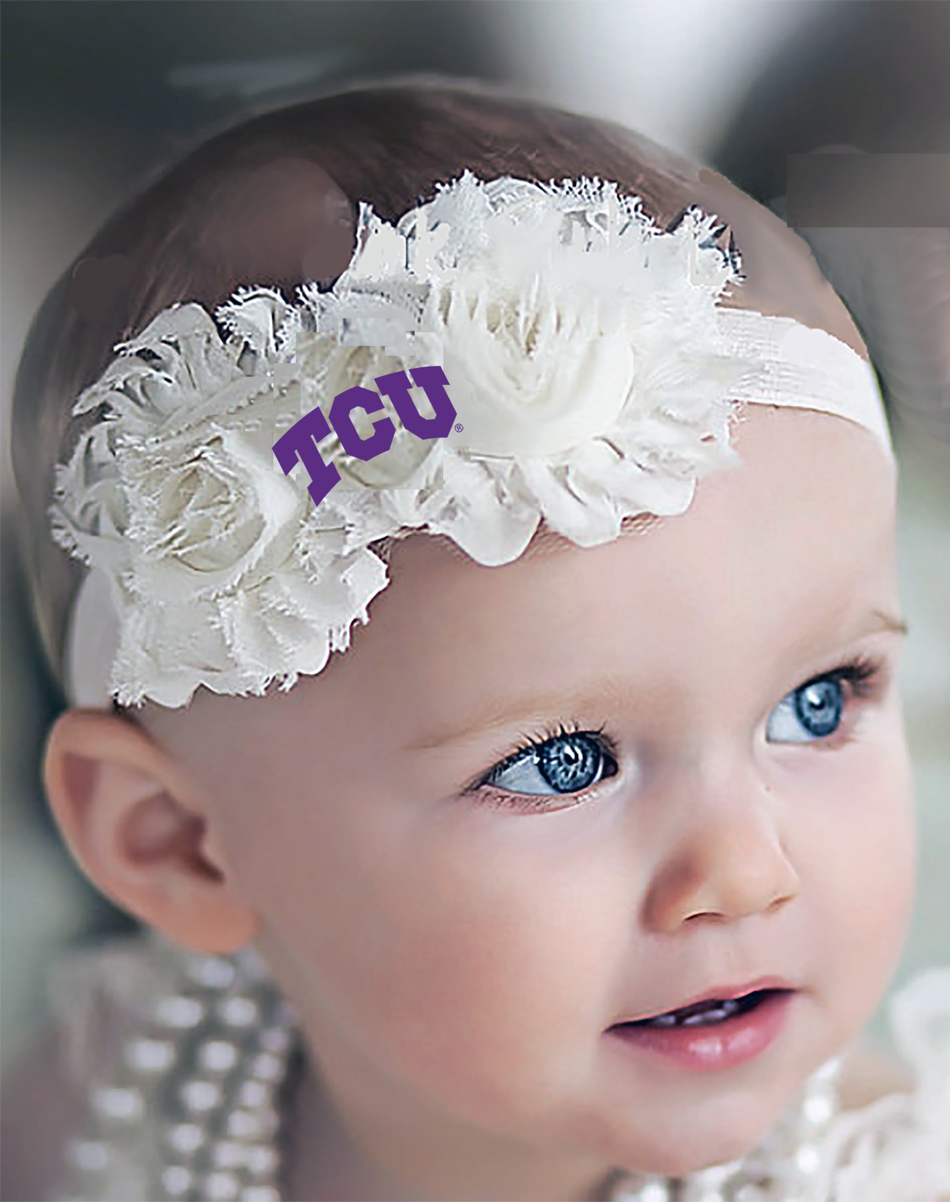 TCU Horned Frogs Baby/Toddler Shabby Flower Hair Bow Headband