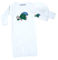 Tulane Green Wave LOGO Baby Layette Gown and Cap Set - White