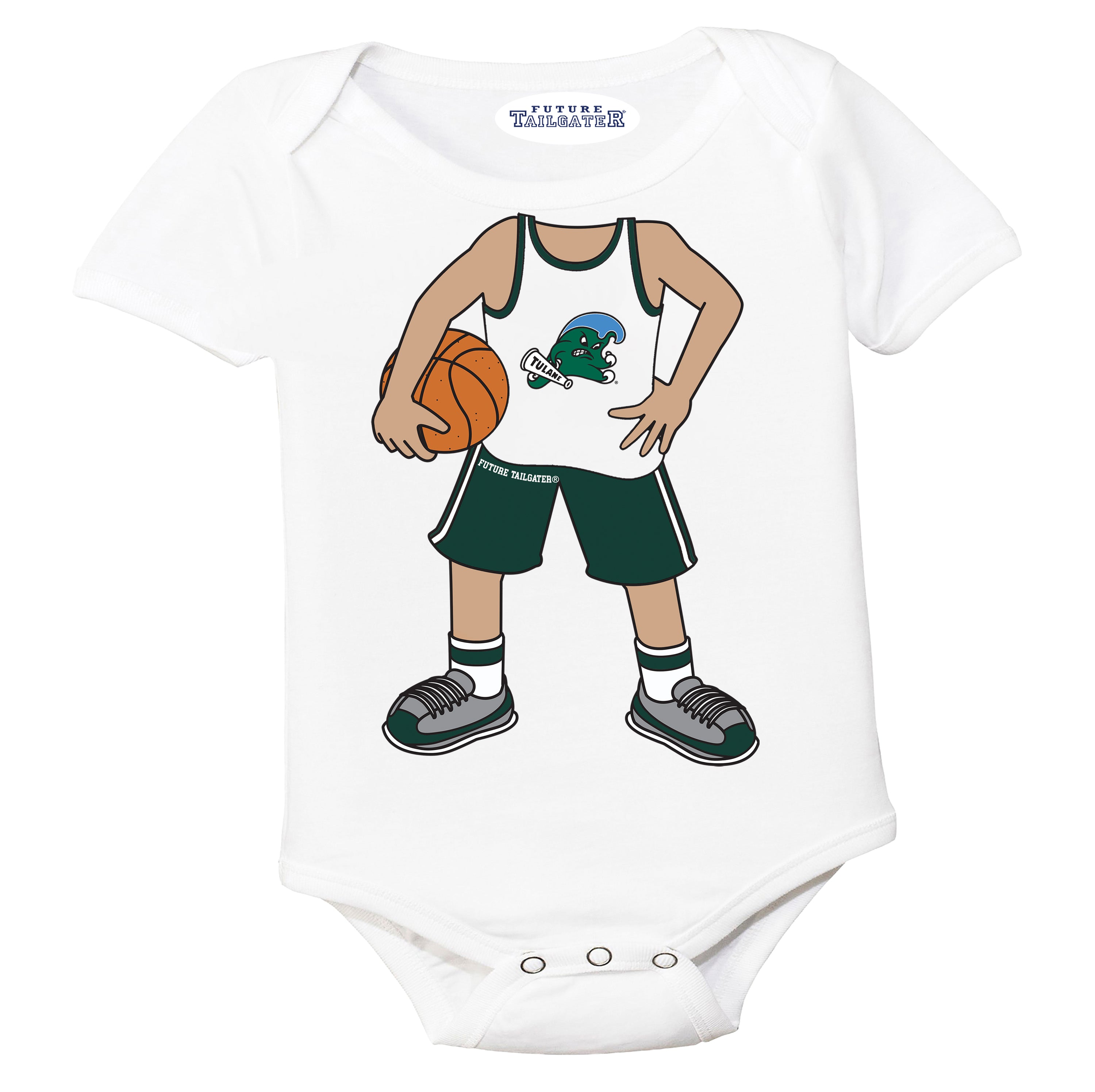 Tulane Green Wave Heads Up! Basketball Player Baby Bodysuit