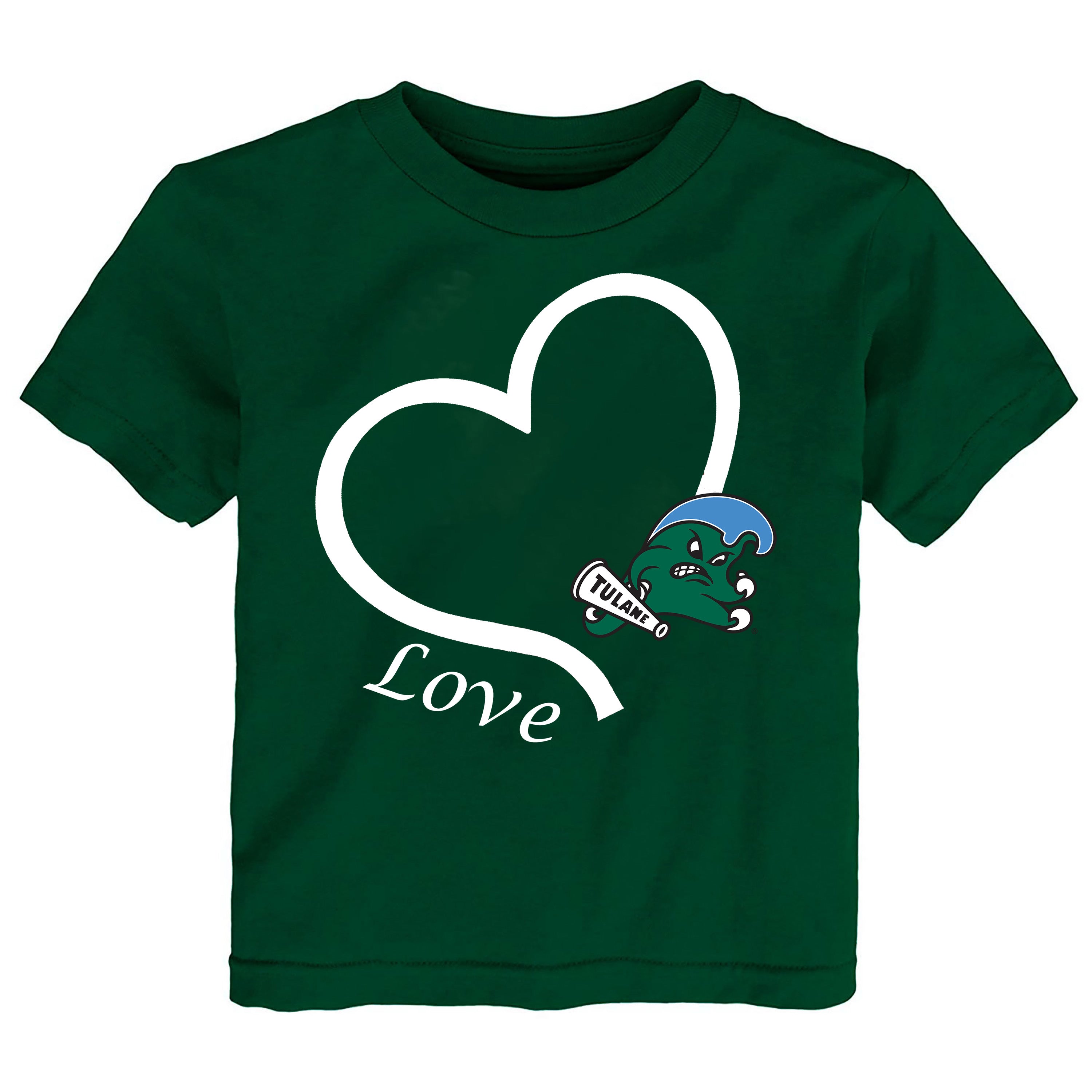 Tulane Green Wave Love Heart Baby/Toddler/Youth T-Shirt