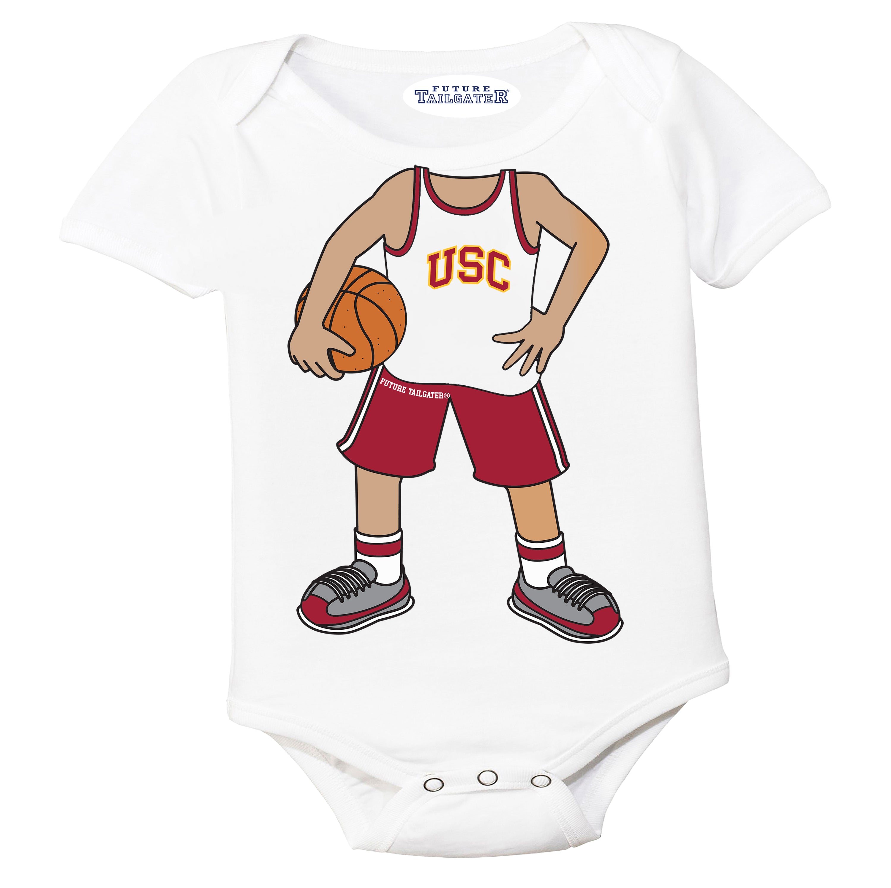 USC Trojans Heads Up! Basketball Player Baby Bodysuit