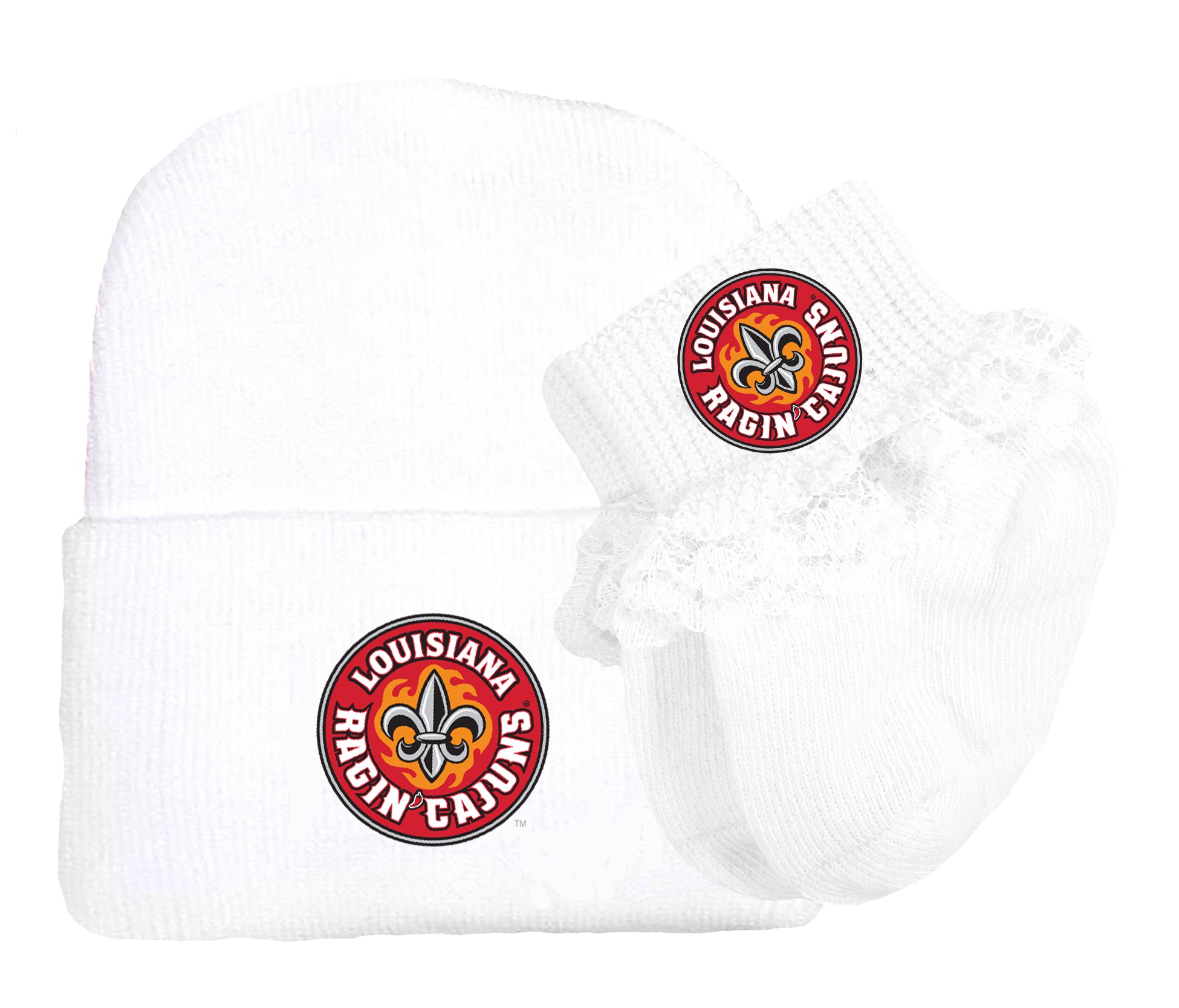 Louisiana Ragin Cajuns Baby Knit Cap and Socks Set