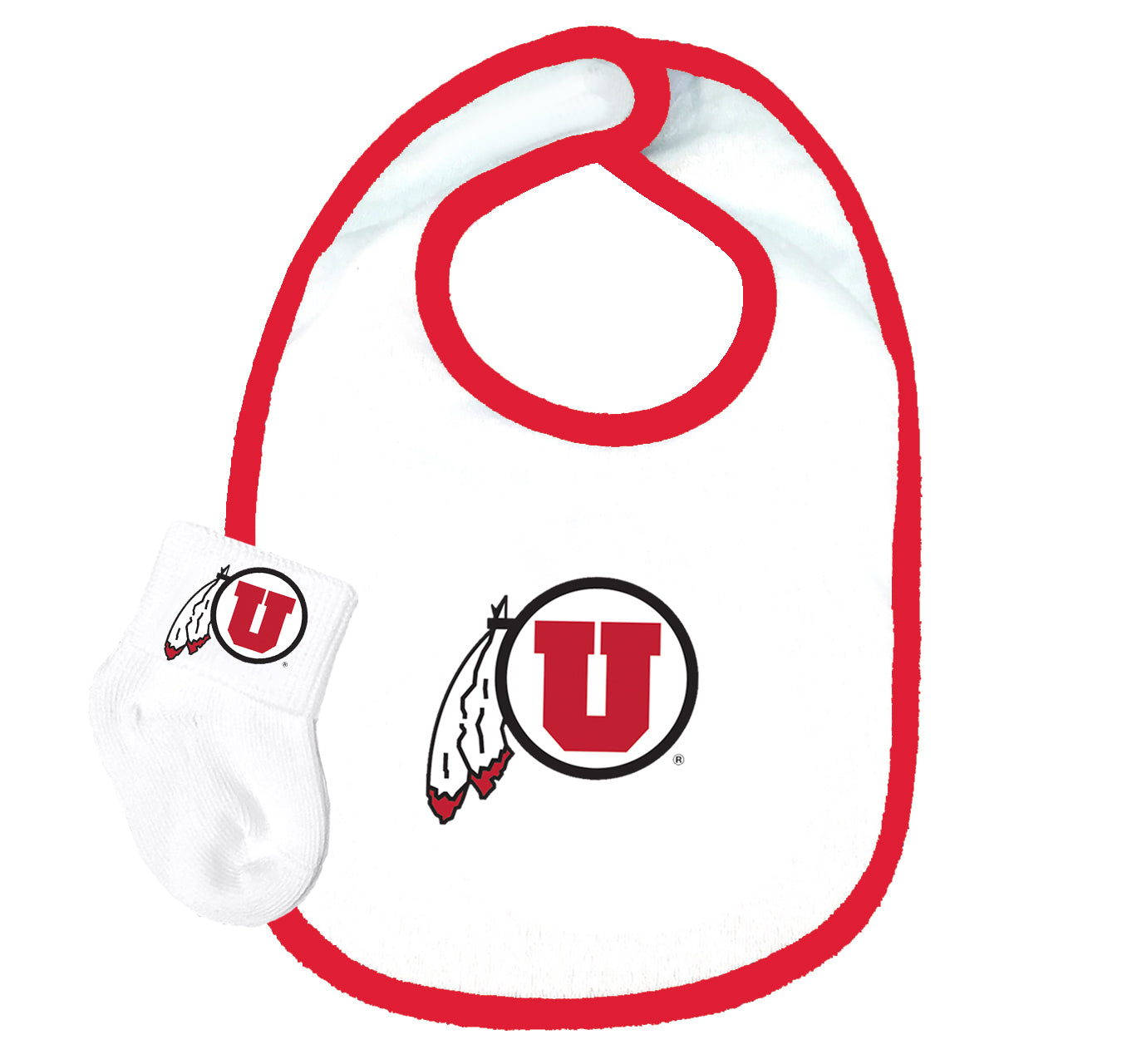 Utah Utes Baby Bib and Socks Set