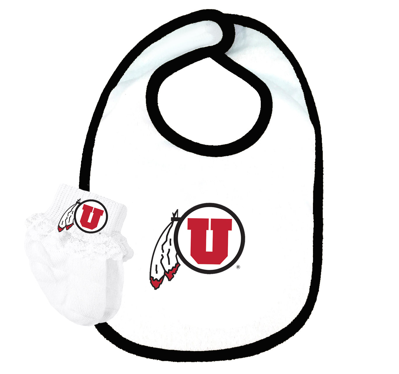 Utah Utes Baby Bib and Socks Set