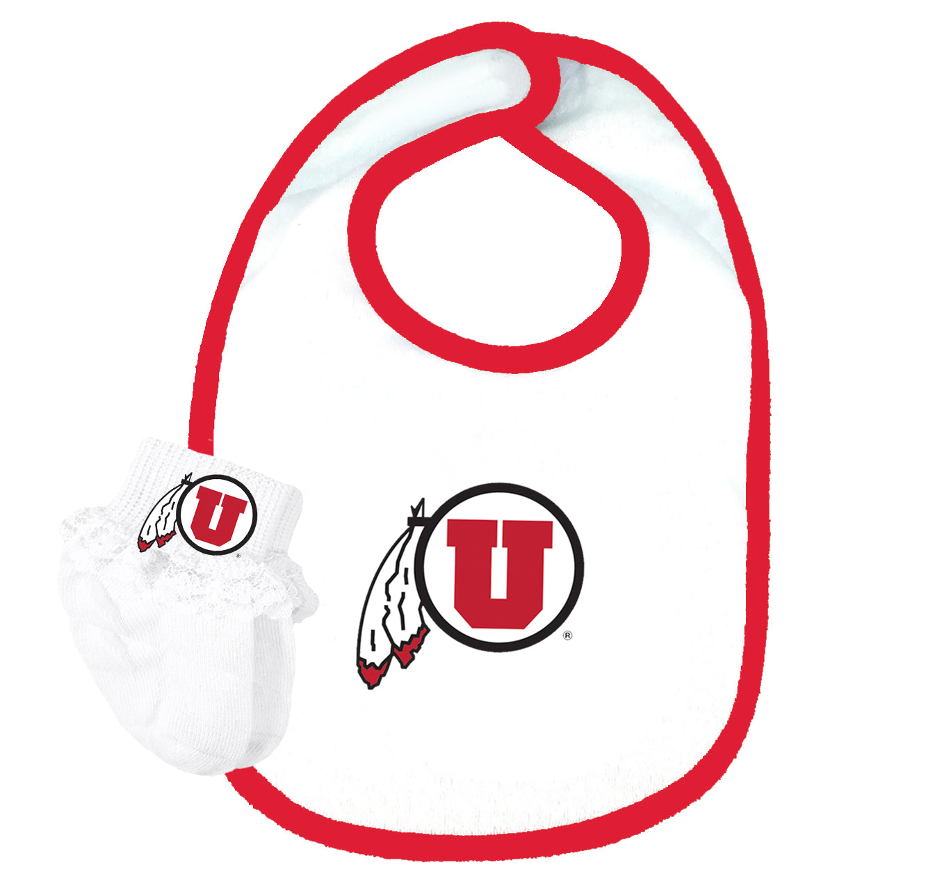 Utah Utes Baby Bib and Socks Set