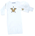 Vanderbilt Commodores LOGO Baby Layette Gown and Cap Set - White