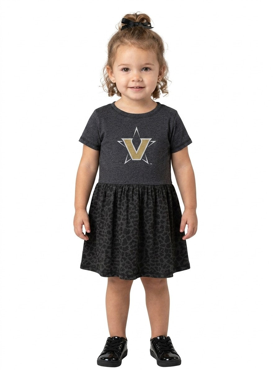 Vanderbilt Commodores Toddler Dress - Smoke/Black Leopard