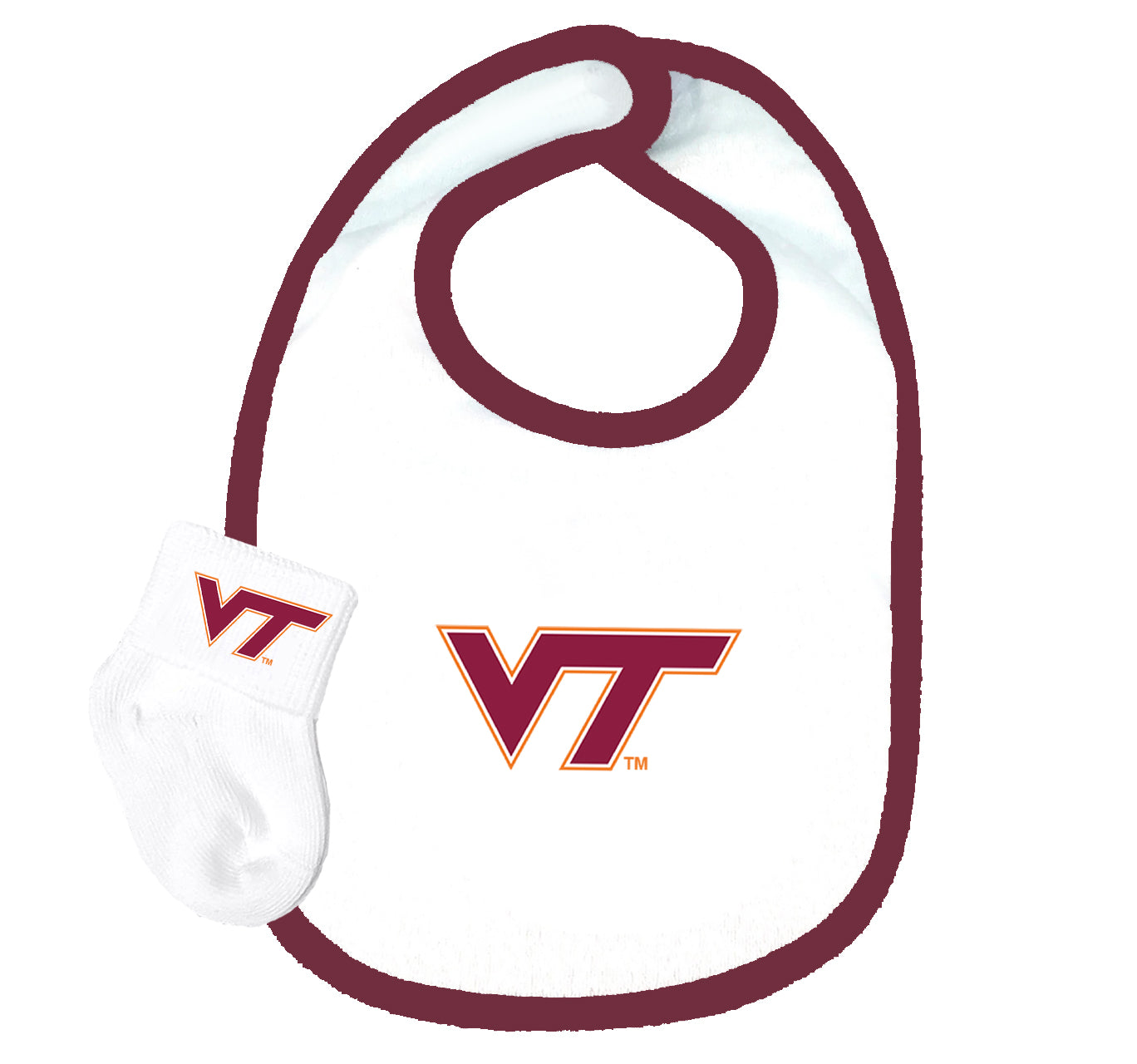Virginia Tech Hokies Baby Bib and Socks Set