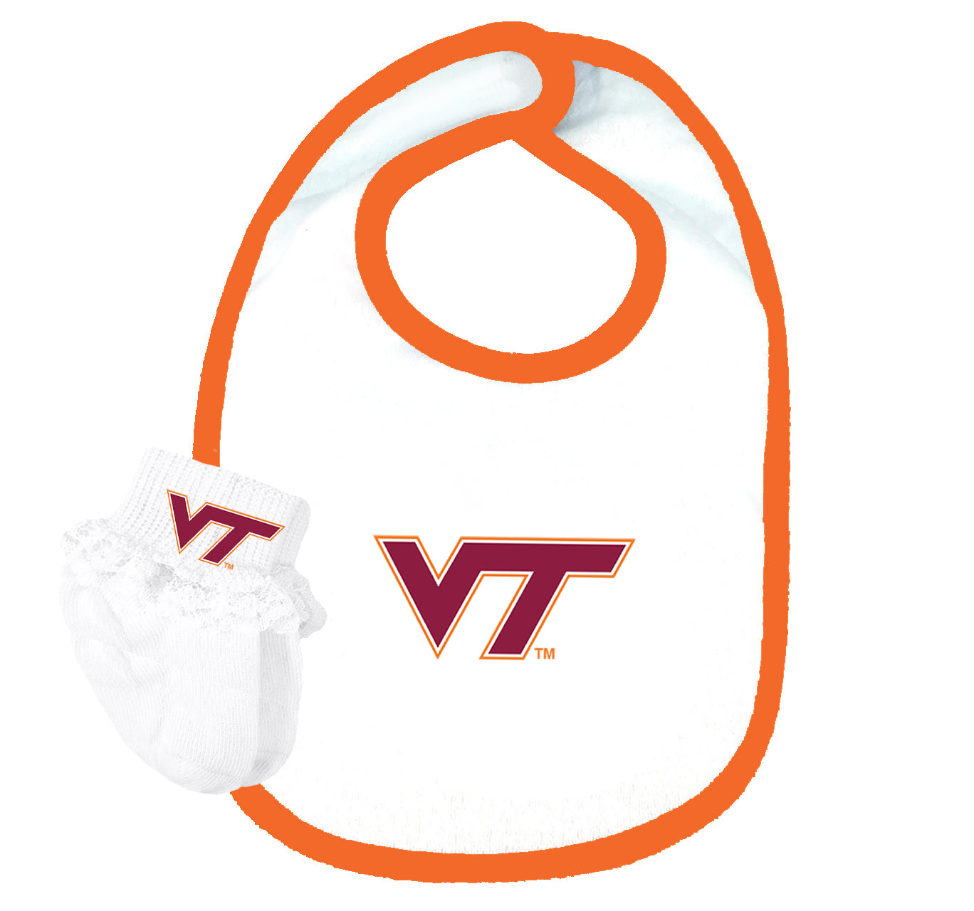 Virginia Tech Hokies Baby Bib and Socks Set
