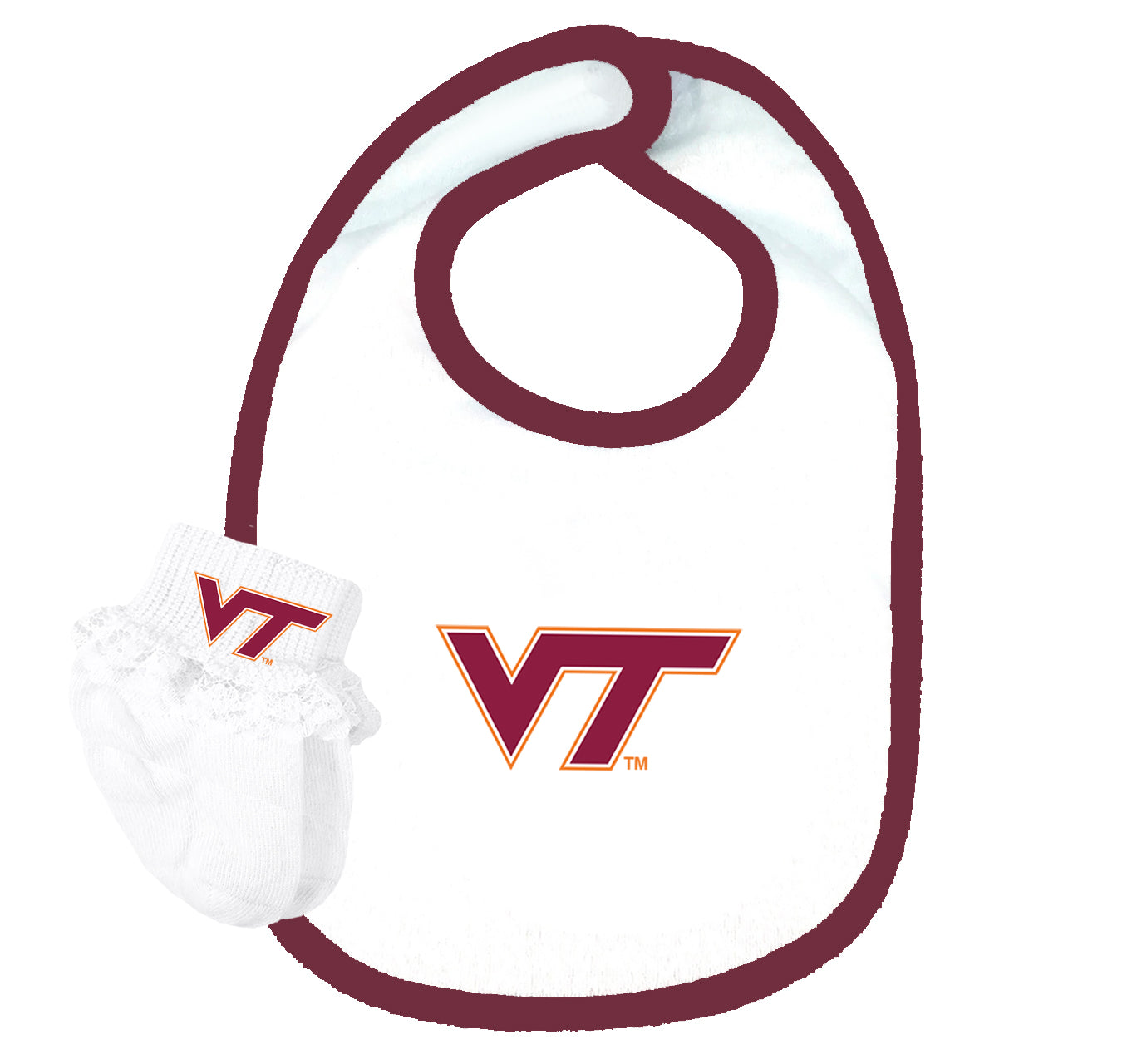 Virginia Tech Hokies Baby Bib and Socks Set