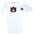 Auburn Tigers LOGO Baby Layette Gown and Cap Set - White