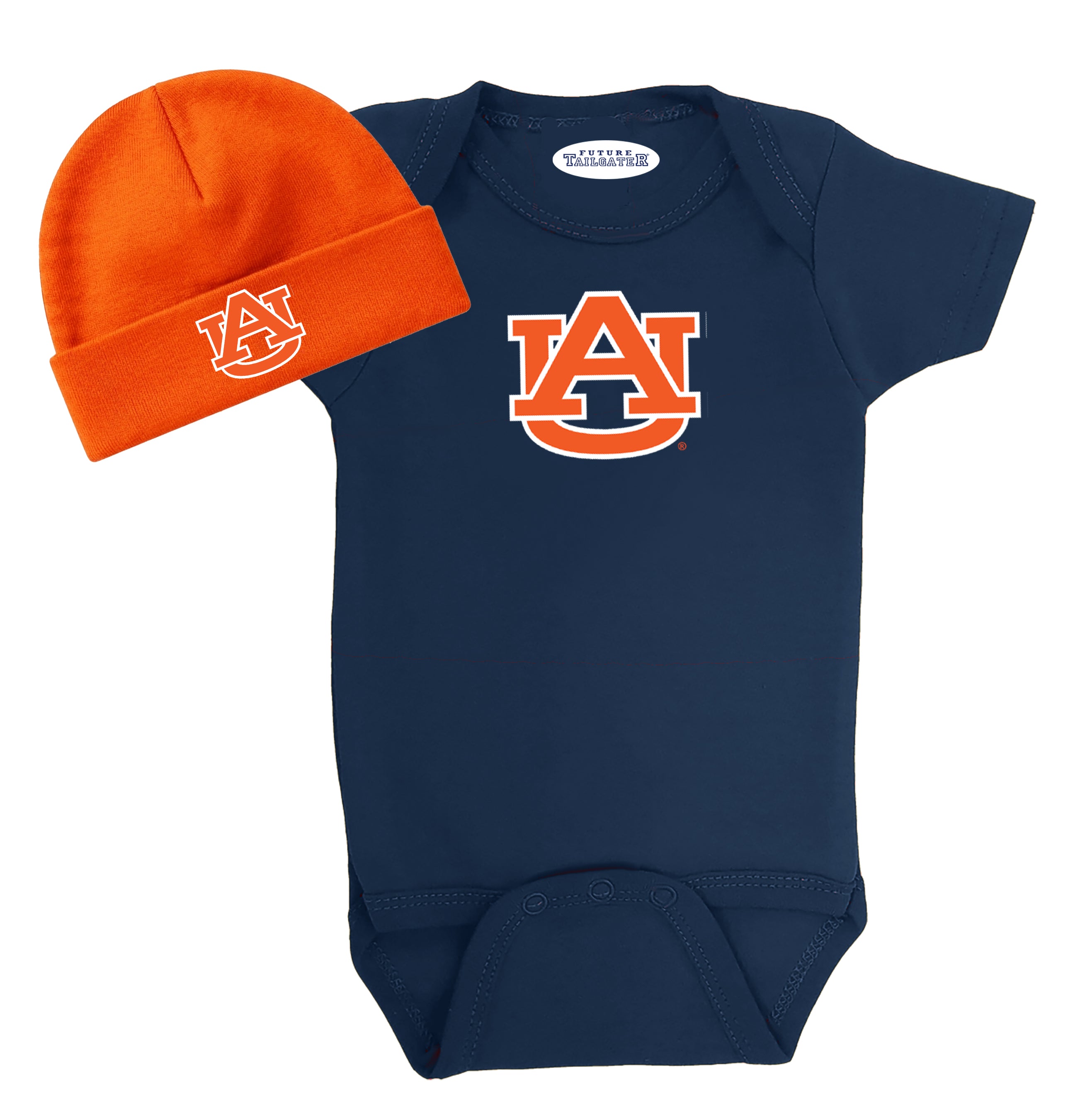 Auburn Tigers LOGO Baby Navy Bodysuit and Color Cap Set