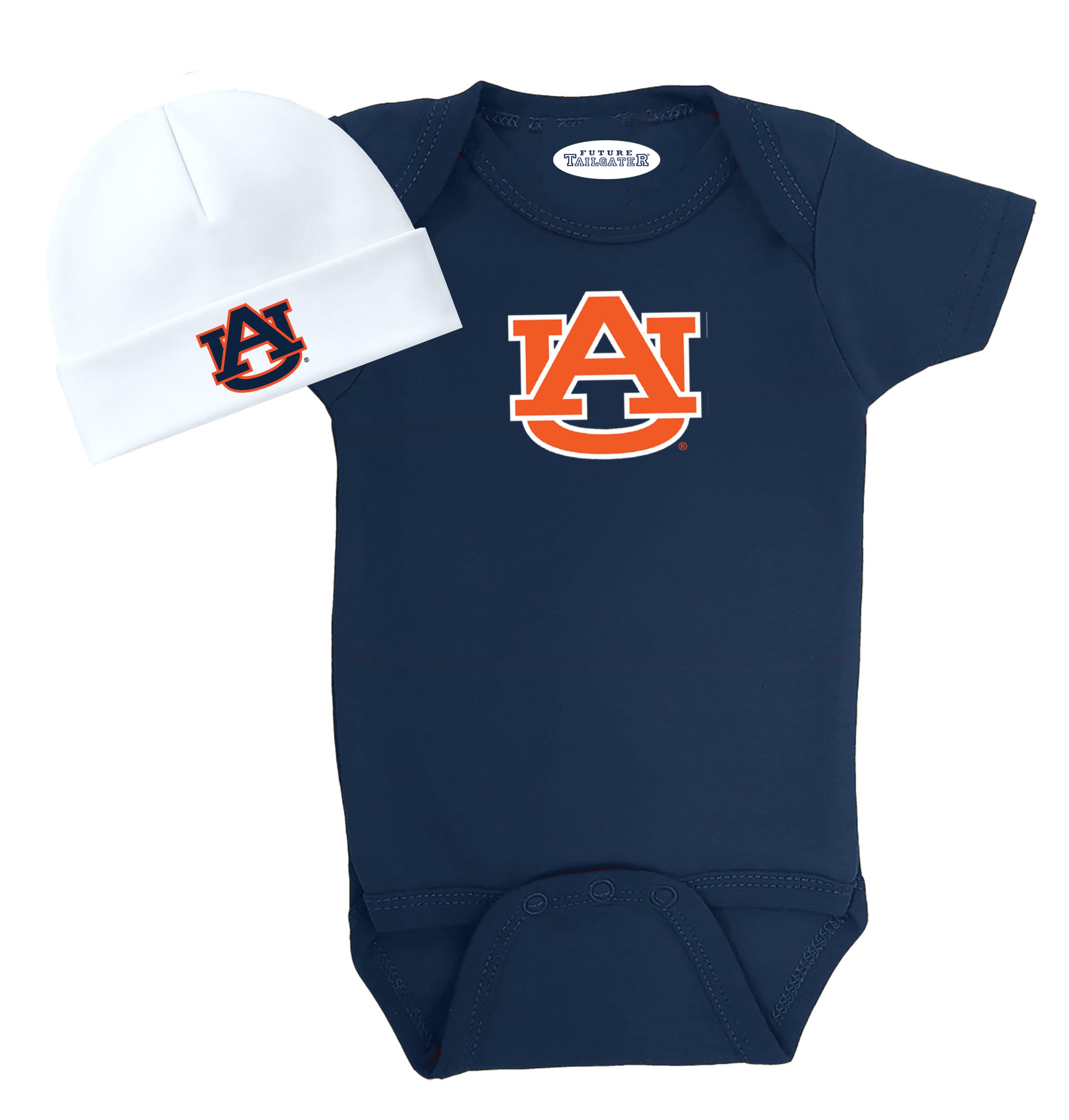 Auburn Tigers LOGO Baby Navy Bodysuit and Color Cap Set