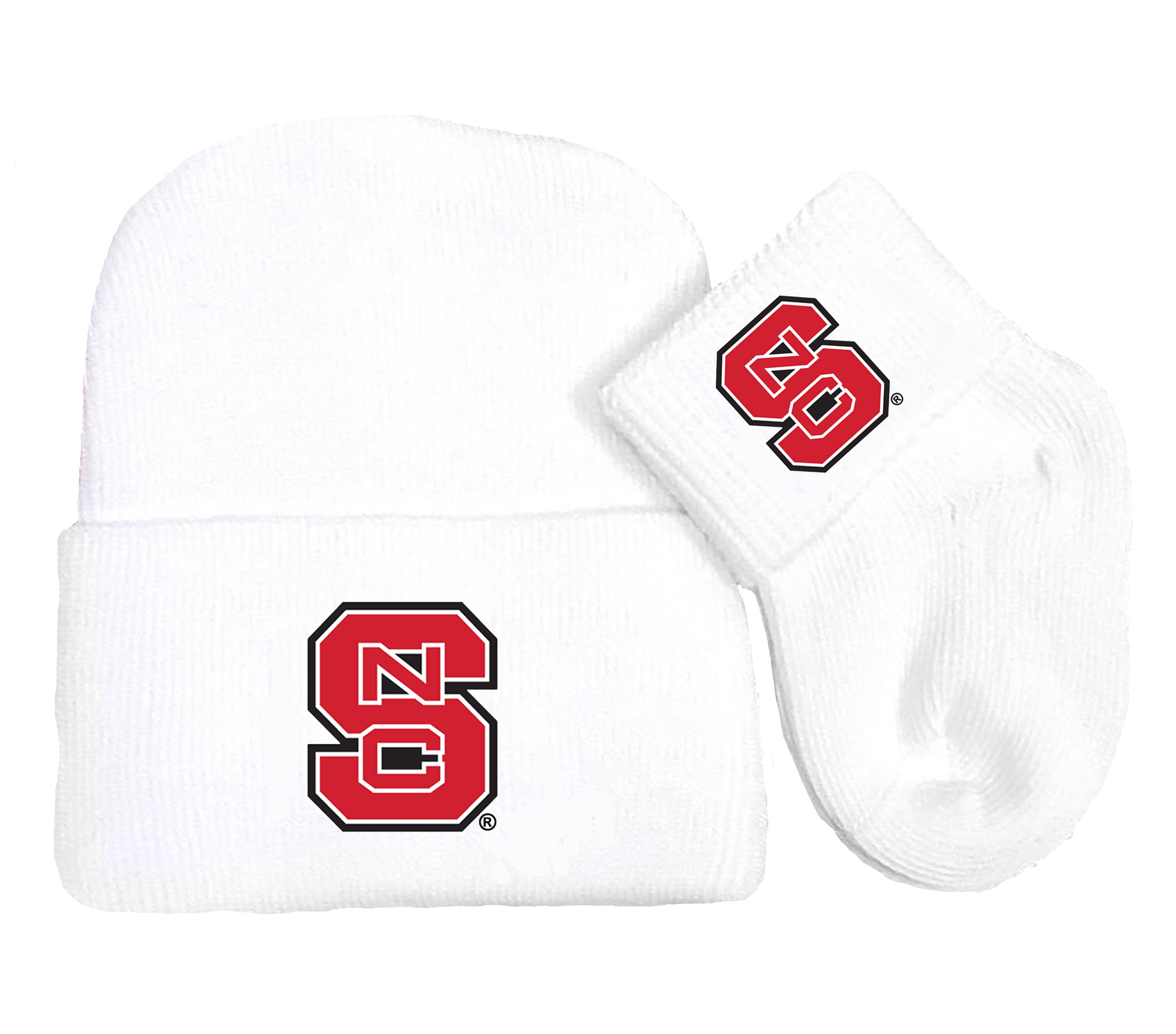 NC State Wolfpack Baby Knit Cap and Socks Set