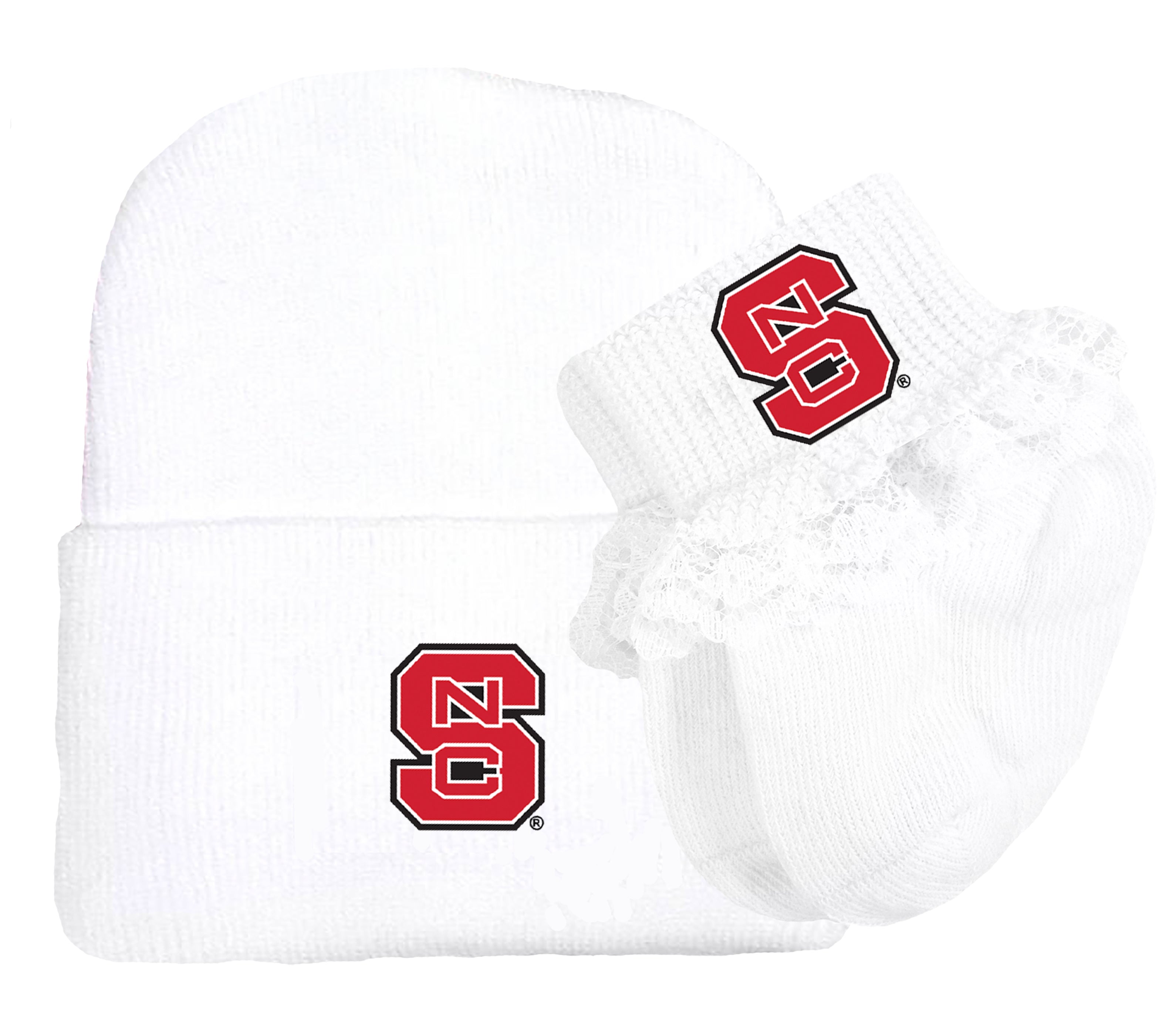 NC State Wolfpack Baby Knit Cap and Socks Set