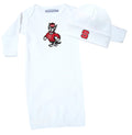 NC State Wolfpack LOGO Baby Layette Gown and Cap Set - White
