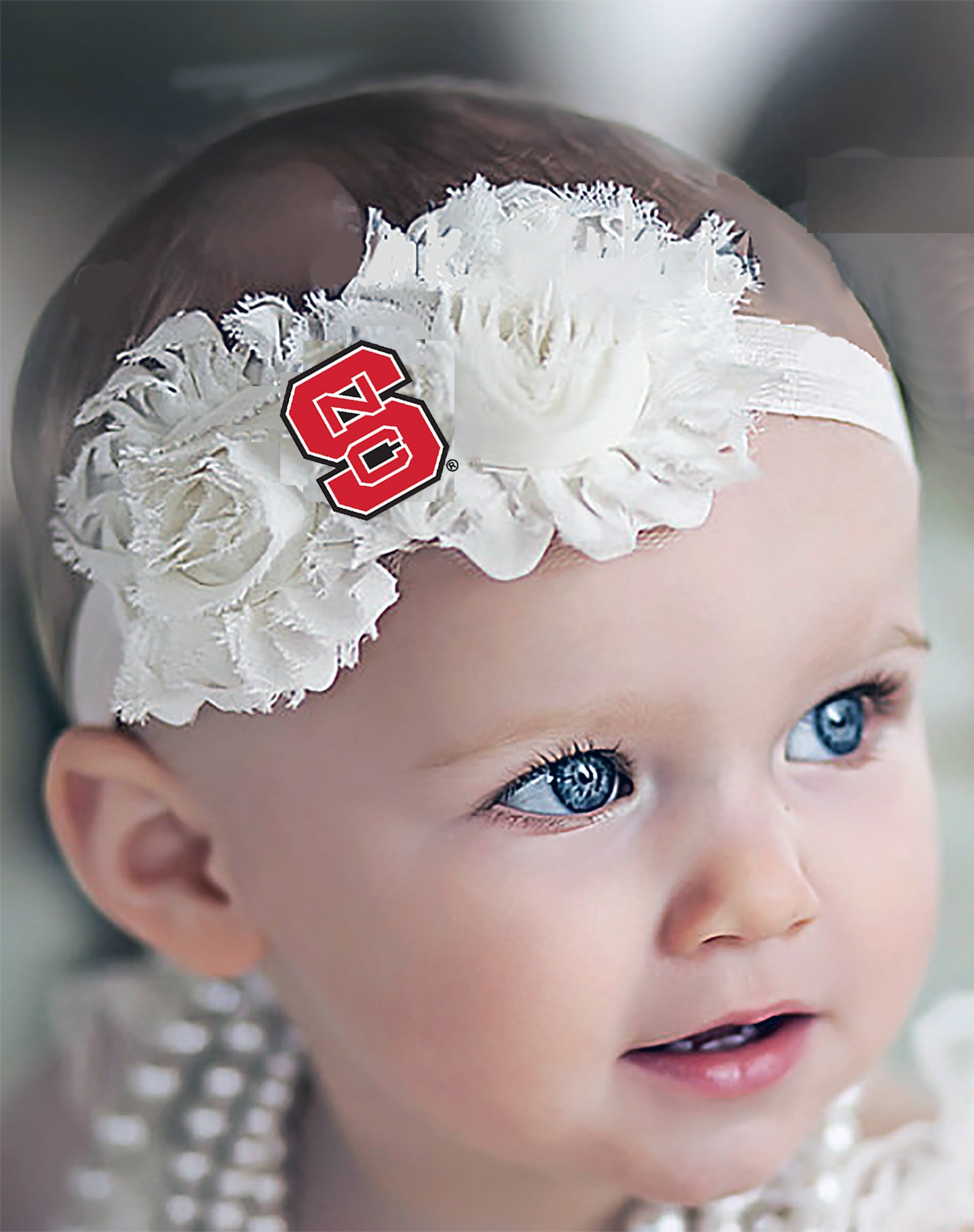 NC State Wolfpack Baby/Toddler Shabby Flower Hair Bow Headband
